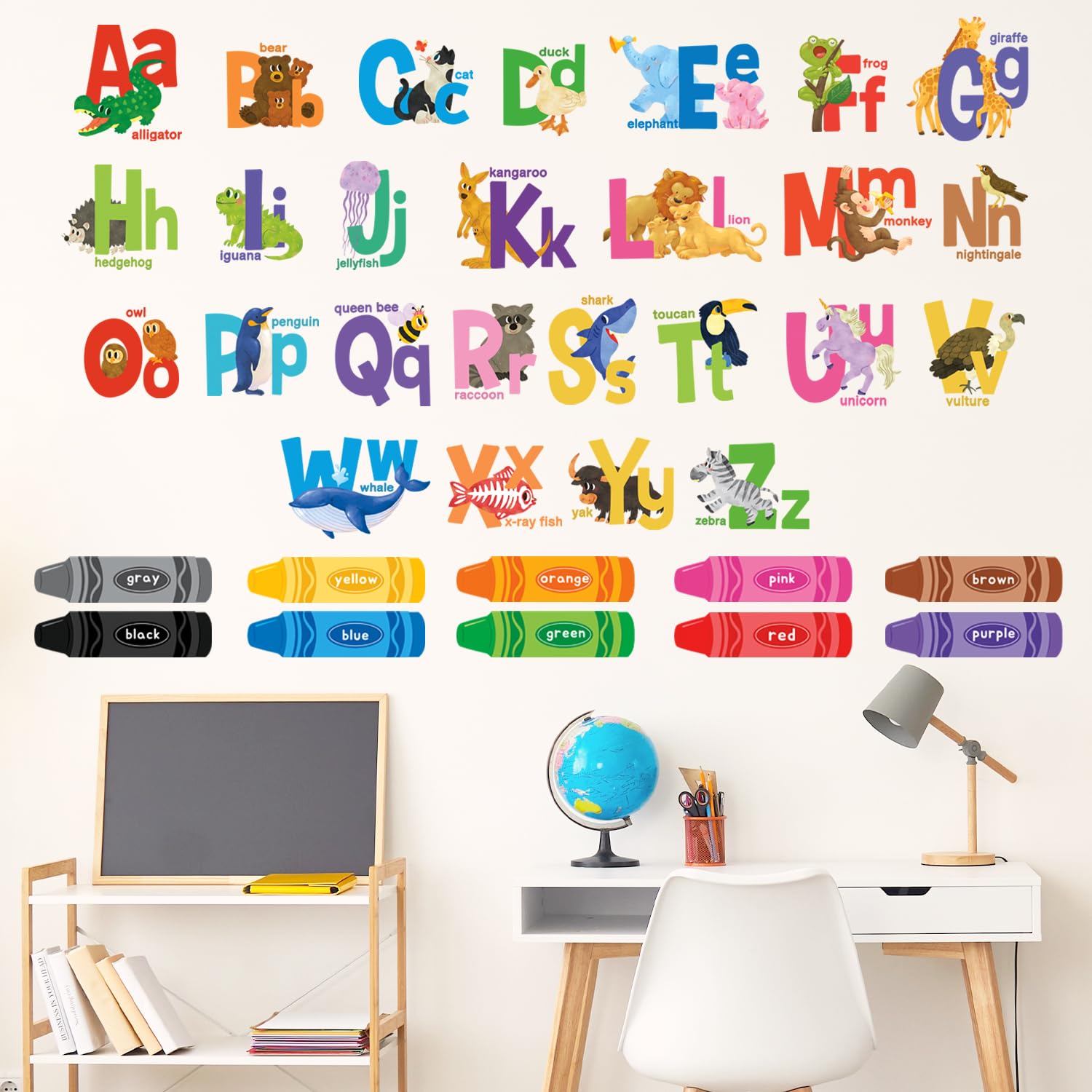 DECOWALL Alphabet Numbers Crayon Wall Stickers Decals Kids Peel and Stick Removable Room Décor Letter ABC 123 Classroom playroom Decorations Educational Bedroom Nursery Living Baby (DS9-8091) - Image 4