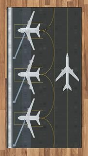 Ambesonne Airport Area Rug, Aviation Themed Simple Illustration of Parked Airplanes Landed in Airfield, Flat Woven Accent Rug for Living Room Bedroom Dining Room, 2.6' x 5', White Dimgray