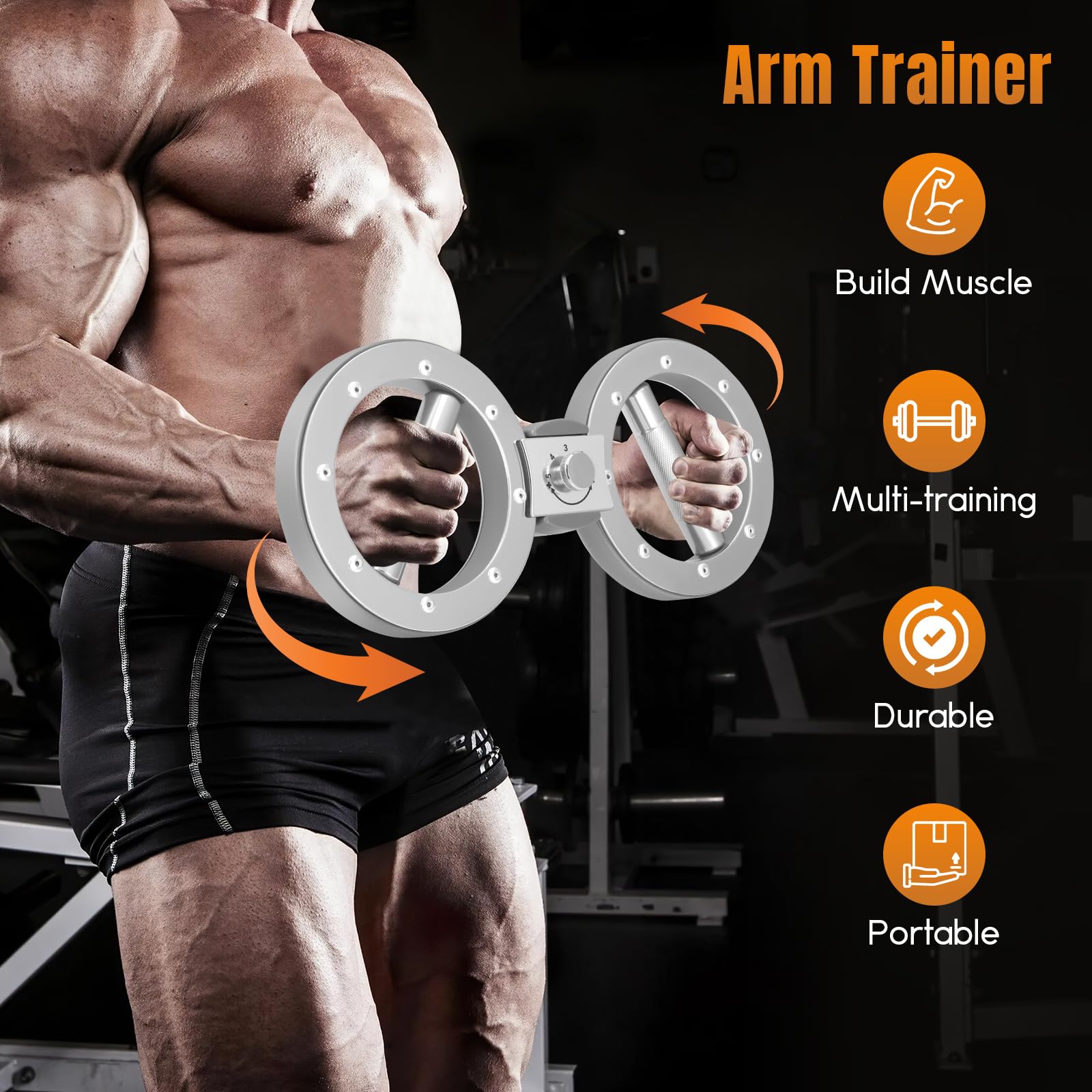 Machine à brûler 5,4 kg avec 2 bandes de transpiration, rotation à 360 °, appareil d'exercice pour avant-bras, résistance réglable, entraînement rotatif multi-fonctions