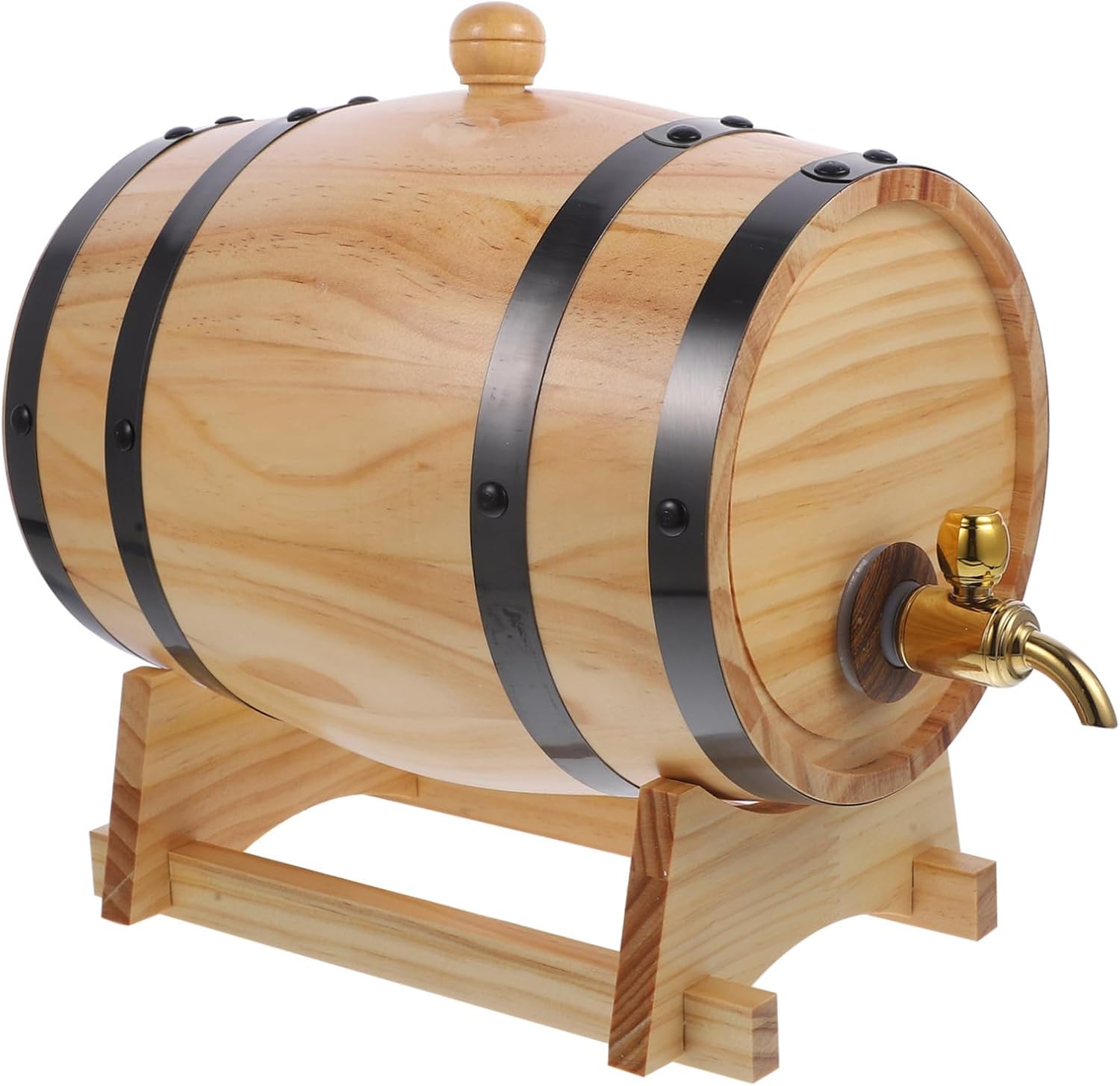 Mikinona Elegant Wooden Wine Bucket Beer Barrel with Faucet Perfect for Home Bar Pub Restaurant Rustic Decor Storage Container Random Color