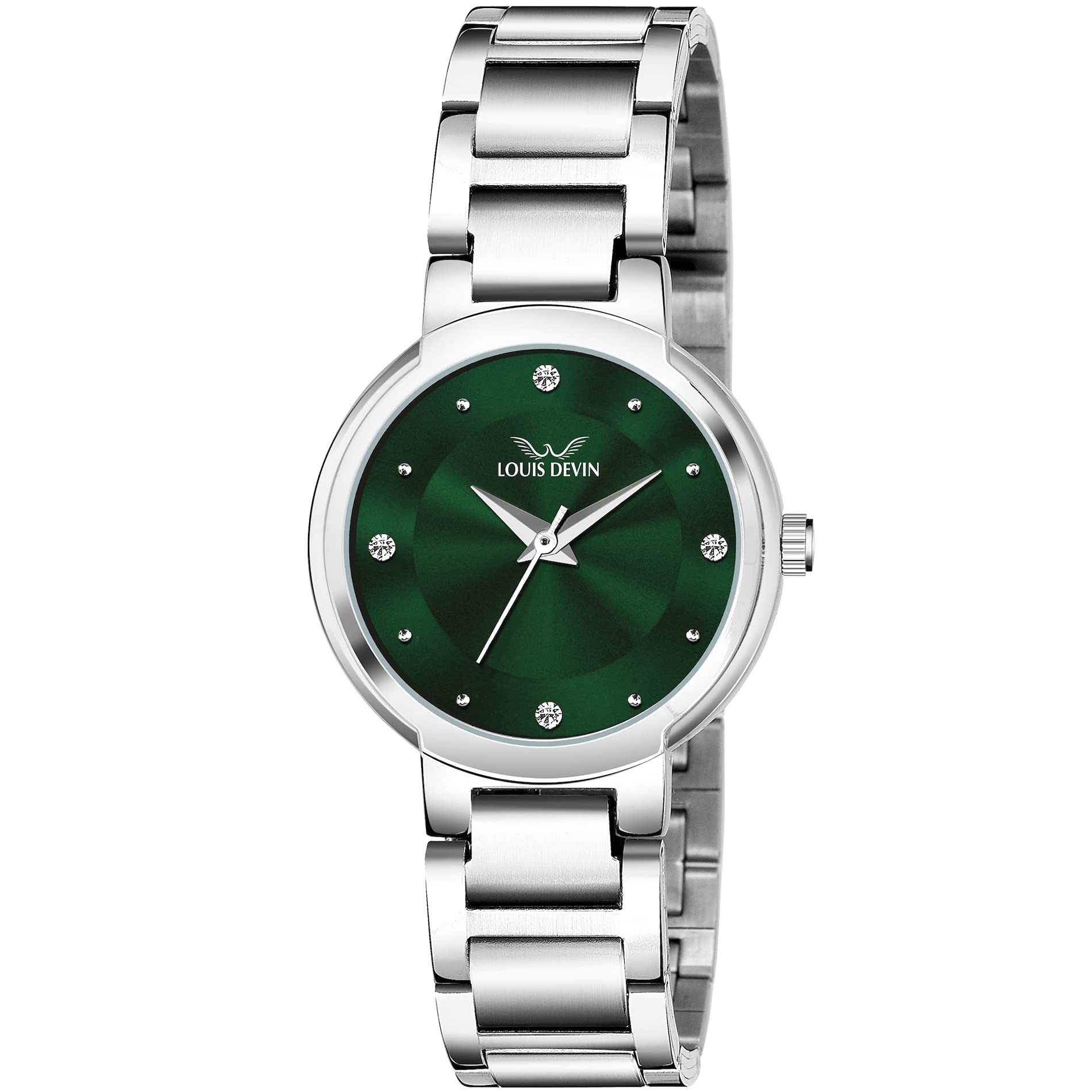 LOUIS DEVIN Stainless Steel Women Analog Wrist Watch With Steel Chain (Zl148-Grn), Green Dial, Silver Band (B09F3MGWL5) Amazon Price History, Amazon Price Tracker