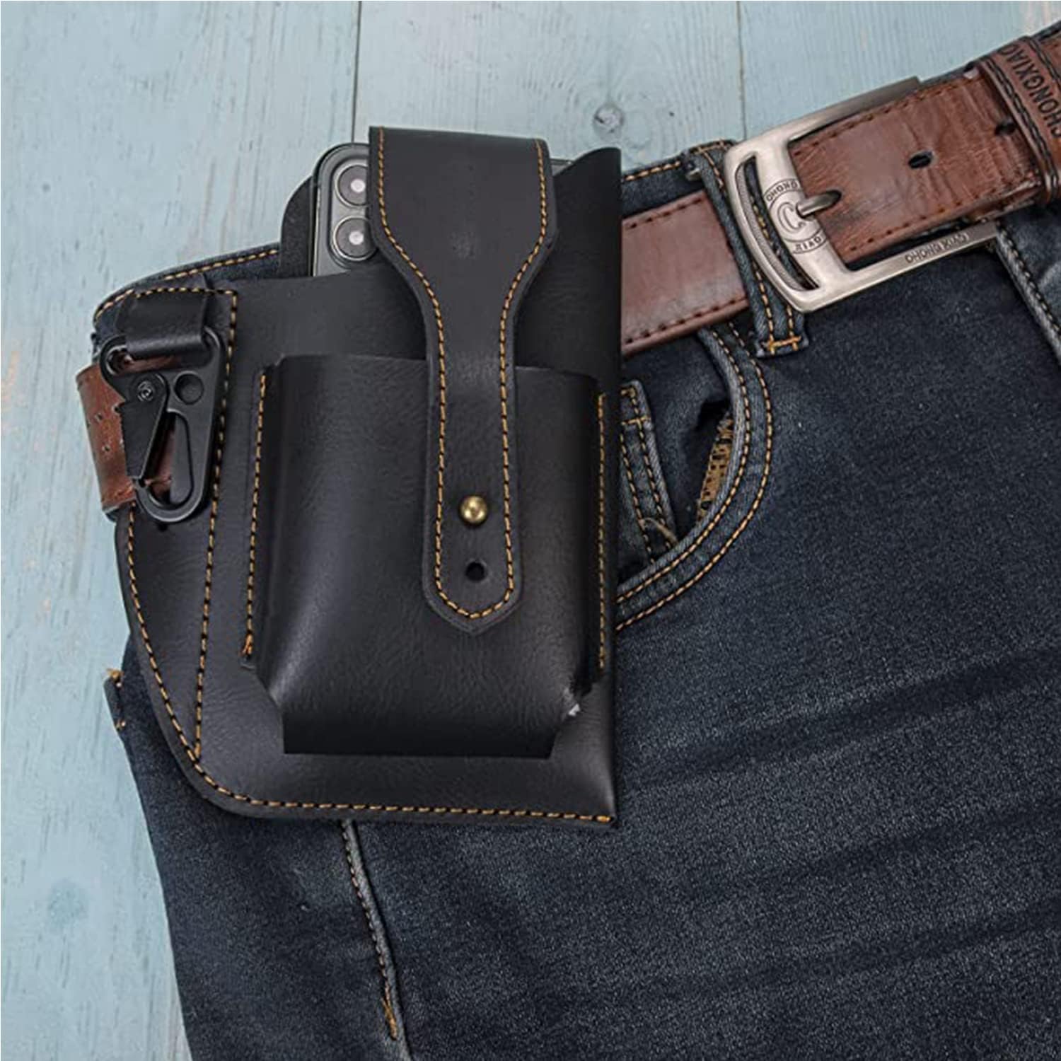 Cell Phone Holster, Phone Holder for Belt Loop, Cell Phone Cases for iPhone 13, 13 Pro, iPhone 12 Pro 11 Xr Samsung Galaxy Fits Slim Case Cover Black