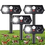 2026 IP65 Squirrel Fortress Pro Deer Repellent Devices, Solar Ultrasonic Racoon Animal Repeller Outdoor Cat Deterrent with Motion Sensor&Light to Scare Rabbit Skunk Dog Out of Garden Farm(4Pack)