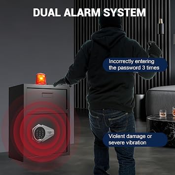 Marcree 2.6 Cub Safe for Business, Quick Place Drop Safe with Drop Slot for Home, Digital Money Depository Safes Box with Alarm & Mute System for Cash Money, Anti-theft Home Safe with LED Light