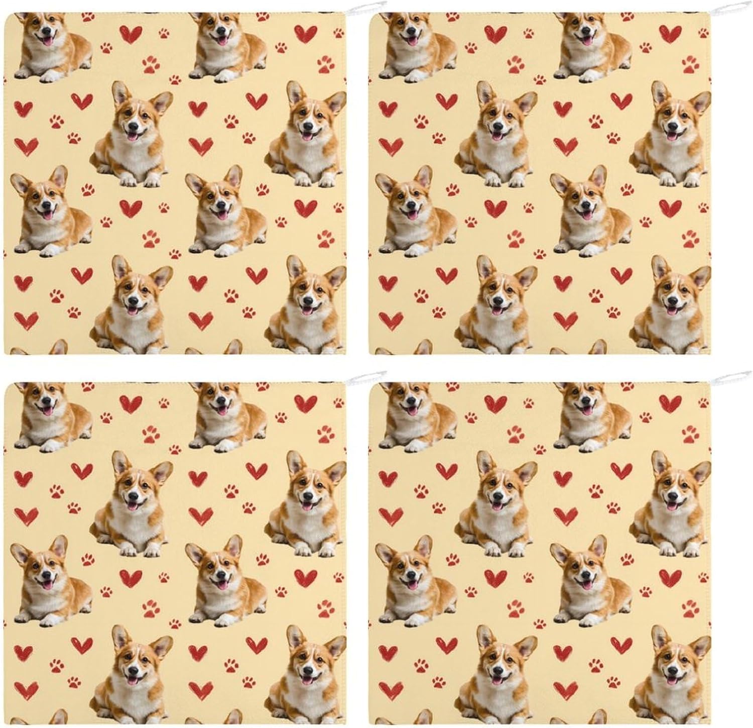 Cute Corgi Dog Paw Hand Towels for Bathroom Handkerchief | Absorbent,with Hanging Loop,Kitchen Towels,for Home Hotel,Soft