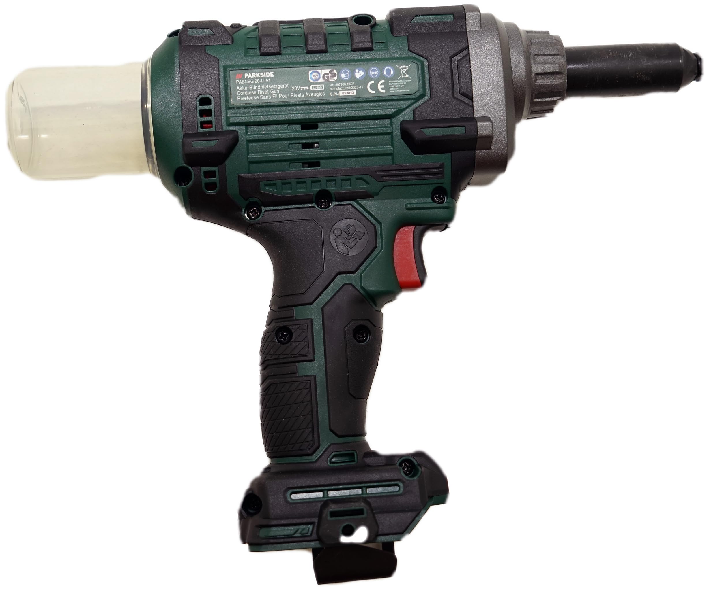 Oferta para PABNSG 20-Li Remachadora Original – compatible con PARKSIDE X20V + Abridor HEADNMORE