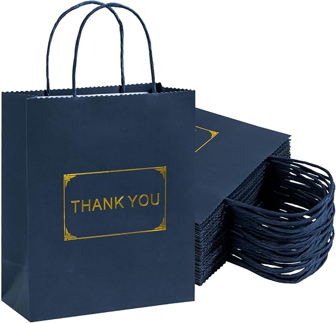 Katfort Thank You Gift Bags 20pcs, 8''×3.7''×9.4'' Medium