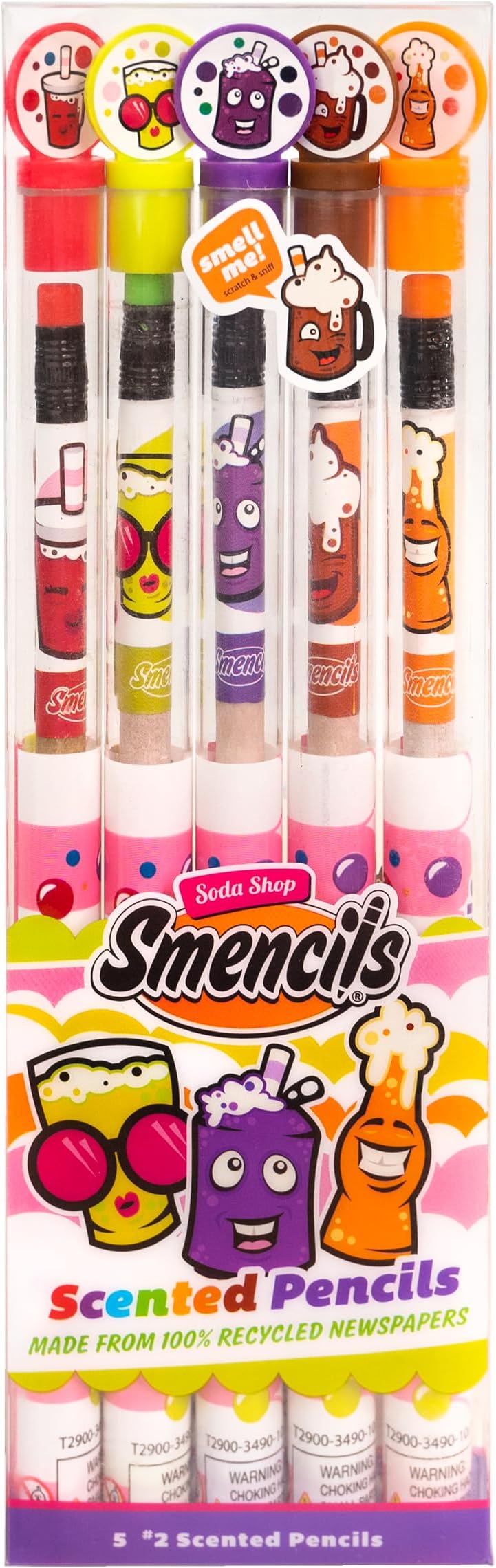 SODA Shop Smencils - Patented Gourmet Scented Pencils, 5 Count, Gifts for Kids, School Supplies, Classroom Rewards, Party Favors