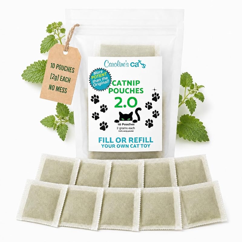 Refil de Catnip para Brinquedos de Gatos Caroline's Cats, 10 Sachês de 2 g