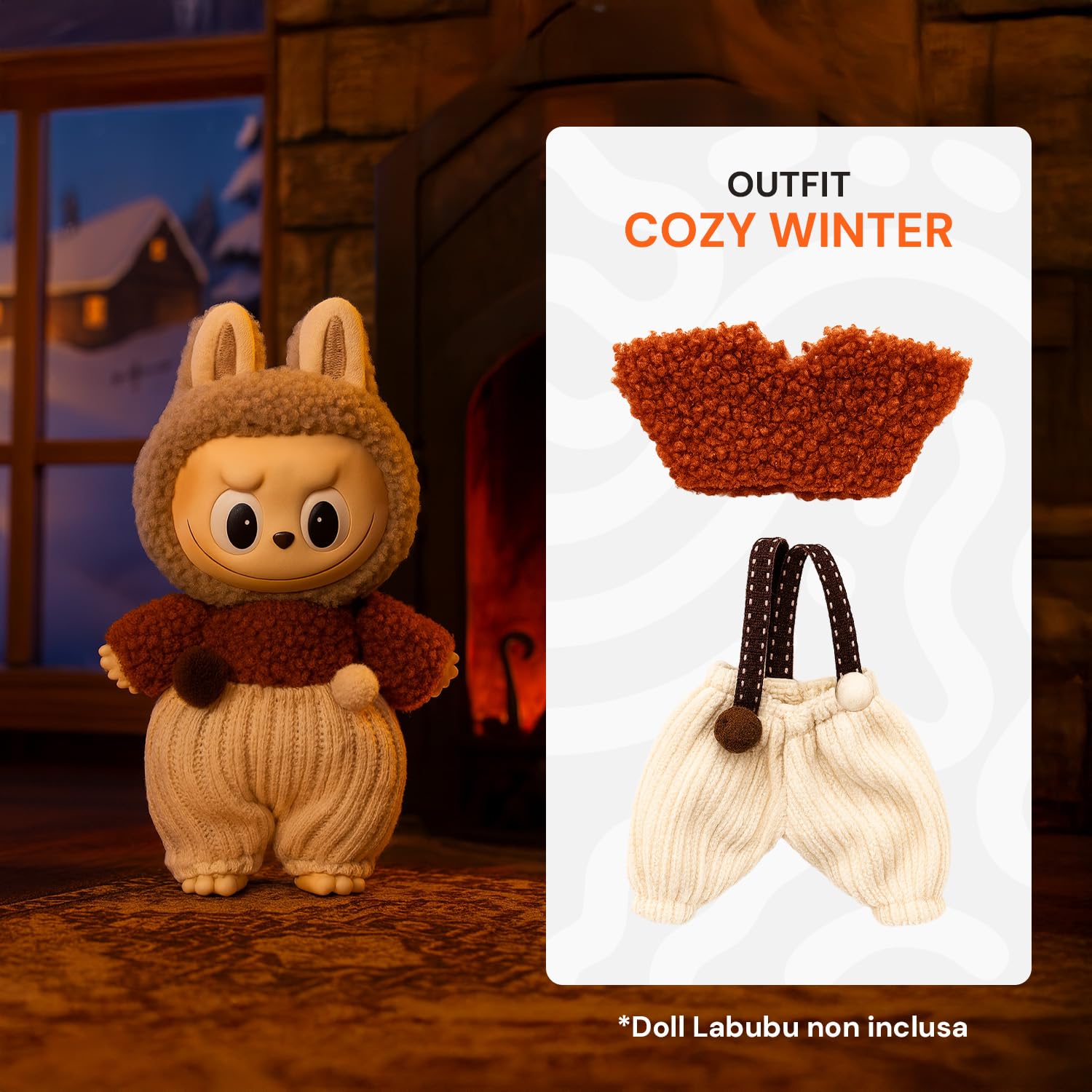 Set 5 pezzi Vestiti Coordinati con Accessori Budress per Bambola 17 cm con Outfit da Collezione Pittore Vintage, Fast Food, Baby Doll, Denim Worker e Cozy Winter, Per Bambole Facili da Indossare