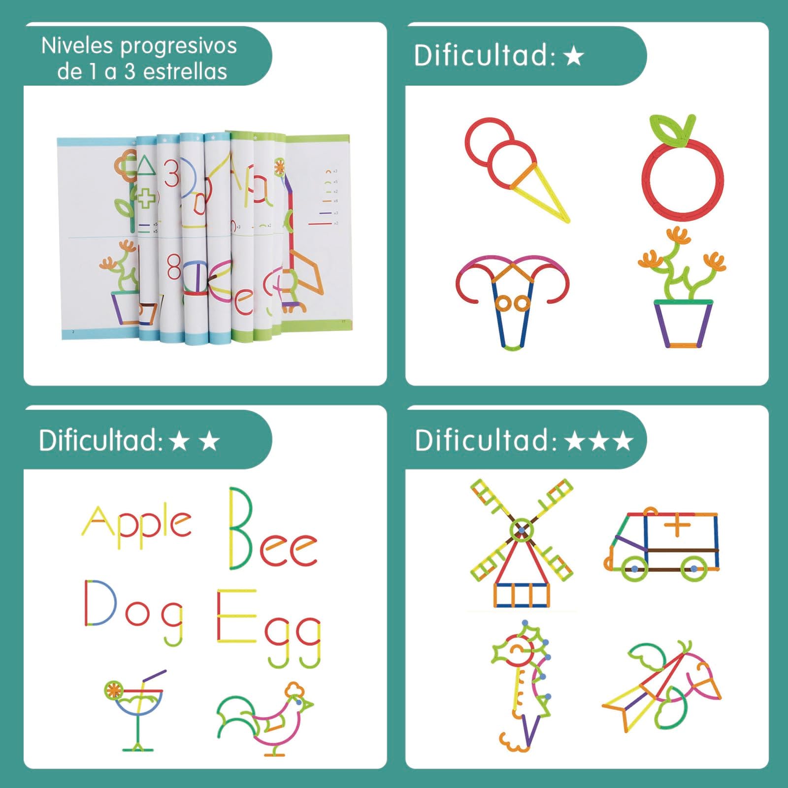 Juguetes Montessori 3 4 5 Años, Puzzle Tangram Rompecabezas Niños, Juguetes Educativos, Motricidad Fina, Coordinación Ojo-Mano, Montessori 3 Años, Regalo Niño Niña 3–5 Años