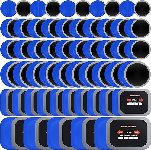 Tallew 100 parches de neumáticos de 5 tamaños de goma radial de reparación de neumáticos, kit de tapones de reparación de emergencia resistente para