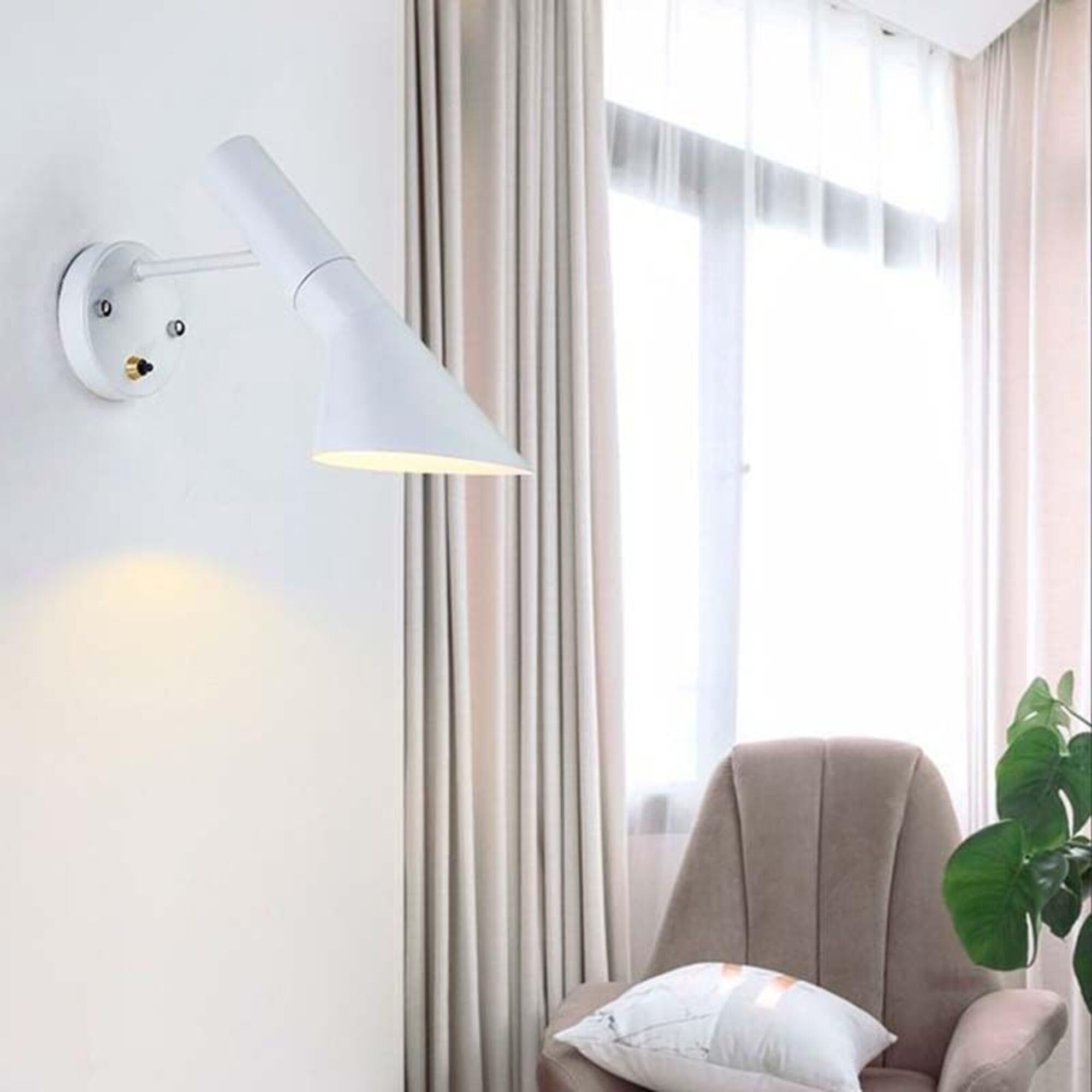 BARCELONA LED Applique da Parete Interno Design Melisa in Alluminio Bianco, Lampada da Muro Vintage Paralume Orientabile, Attacco E27 Ideale Testiera Letto, Camera da Letto Soggiorno