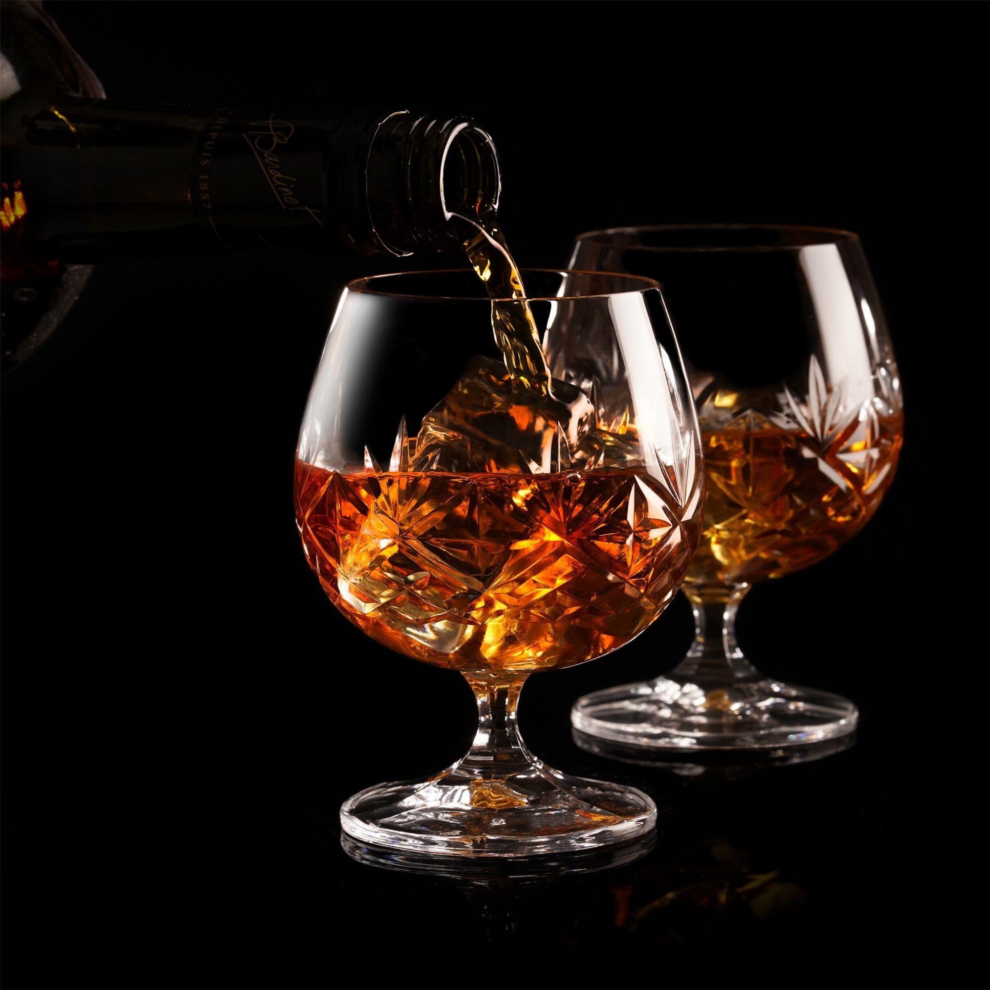 Cognacgläser 2er Set 250ml Bleifreies Kristall Brandy Schwenker handgeschliffen mit Geschenkbox für Cognac Whisky - Glenrigg