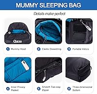 Vista 4 de Down Sleeping Bag for Adults, 0°F 10°F 15°F 20°F 600 Fill Power Mummy Lightweight Compact Cold and Warm Weather Backpacking Sleeping Bag for Camping