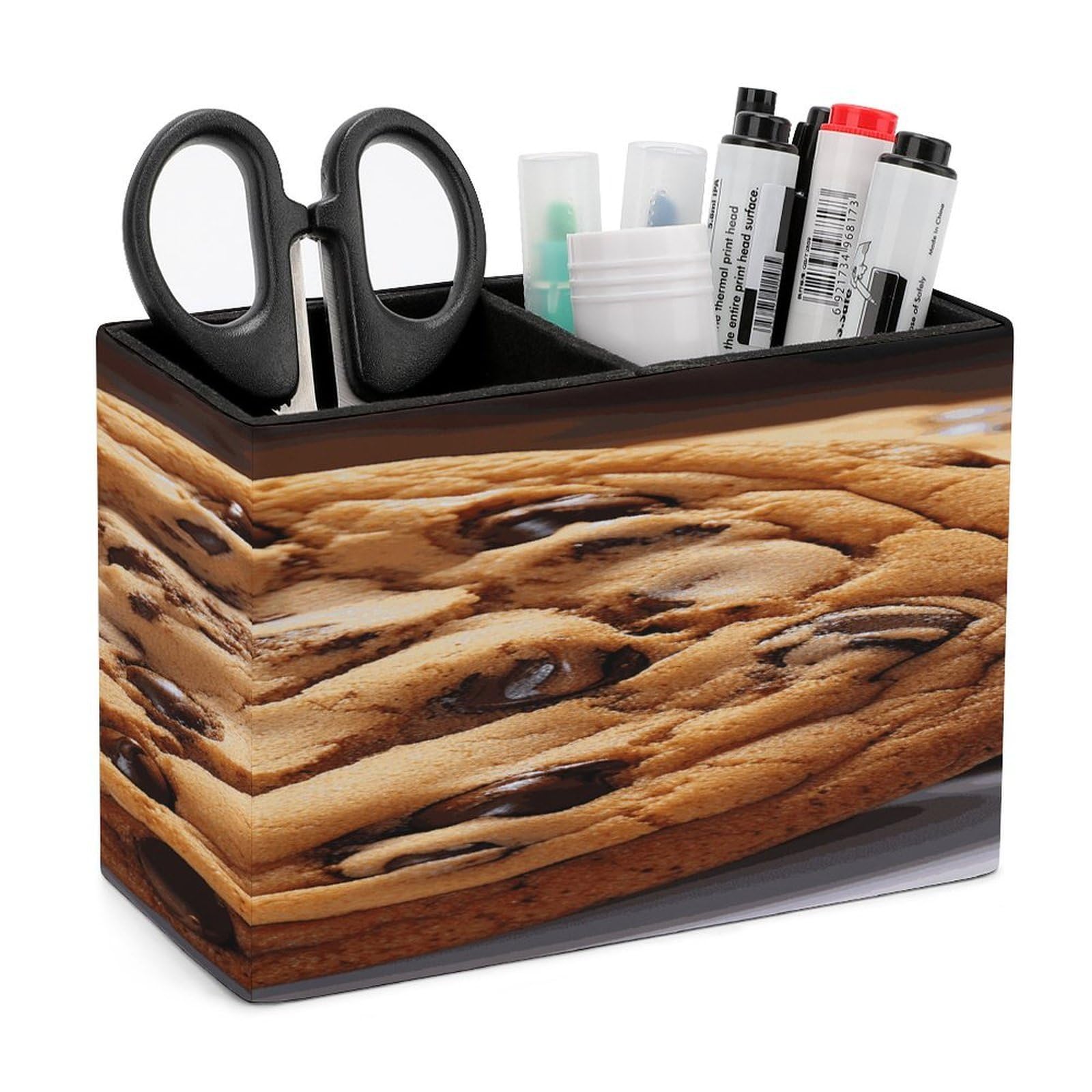 Porte-stylos en cuir chic couleur chocolat, un organiseur de bureau haut de gamme