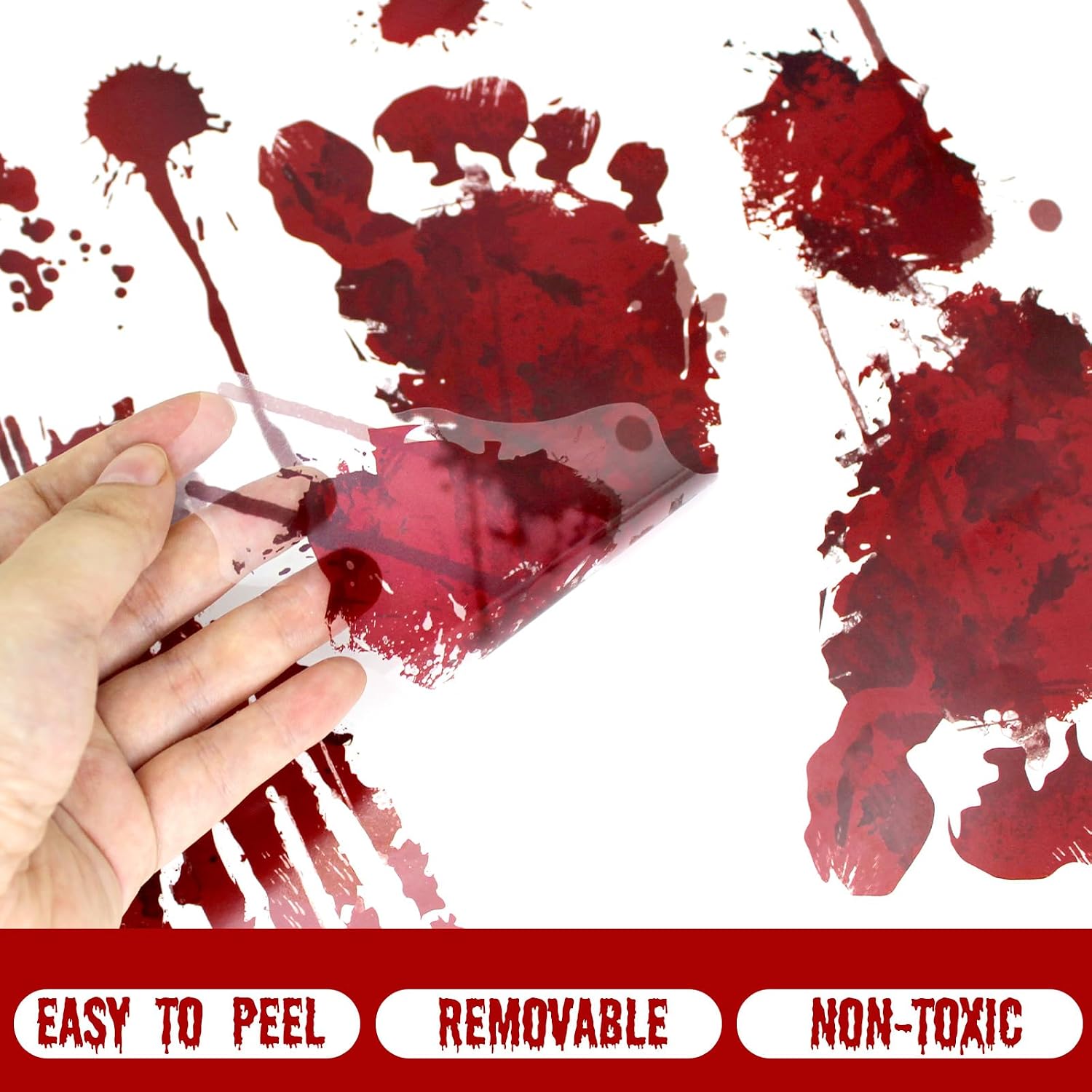 105 Pcs Bloody Halloween Decorations Bloody Footprints Floor Stickers Handprint Window Stickers Halloween Indoor Outdoor Wall Window Floor Stickers Decals (10 Sheets) image 4