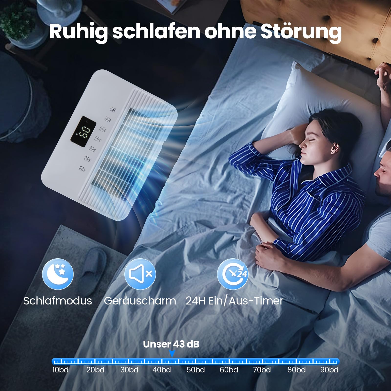 COSTWAY 40 L/Tag Luftentfeuchter, leiser Entfeuchter mit 3 Modi, 24h Timer & LED Anzeige, Raumentfeuchter mit Kindersicherung & Ablaufschlauch, Dehumidifier auf Rollen für Schlafzimmer & Keller
