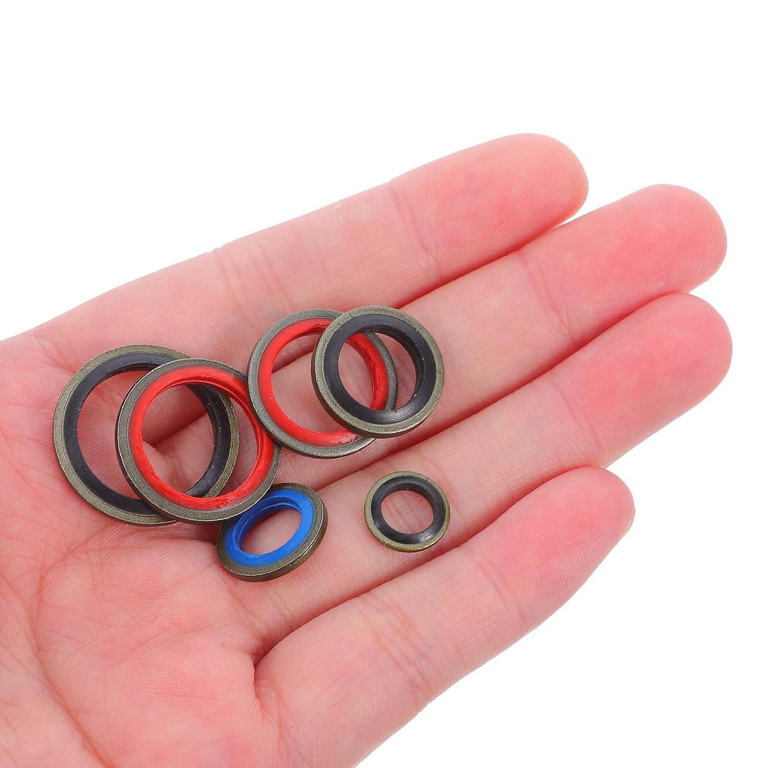 100pcs Engine Oil Drain Plug Seals and Aluminum Crush Washer Assortment Kit for Automotive Oil Pan Gasket Replacement with Rubber Sealing Washers for Car Maintenance