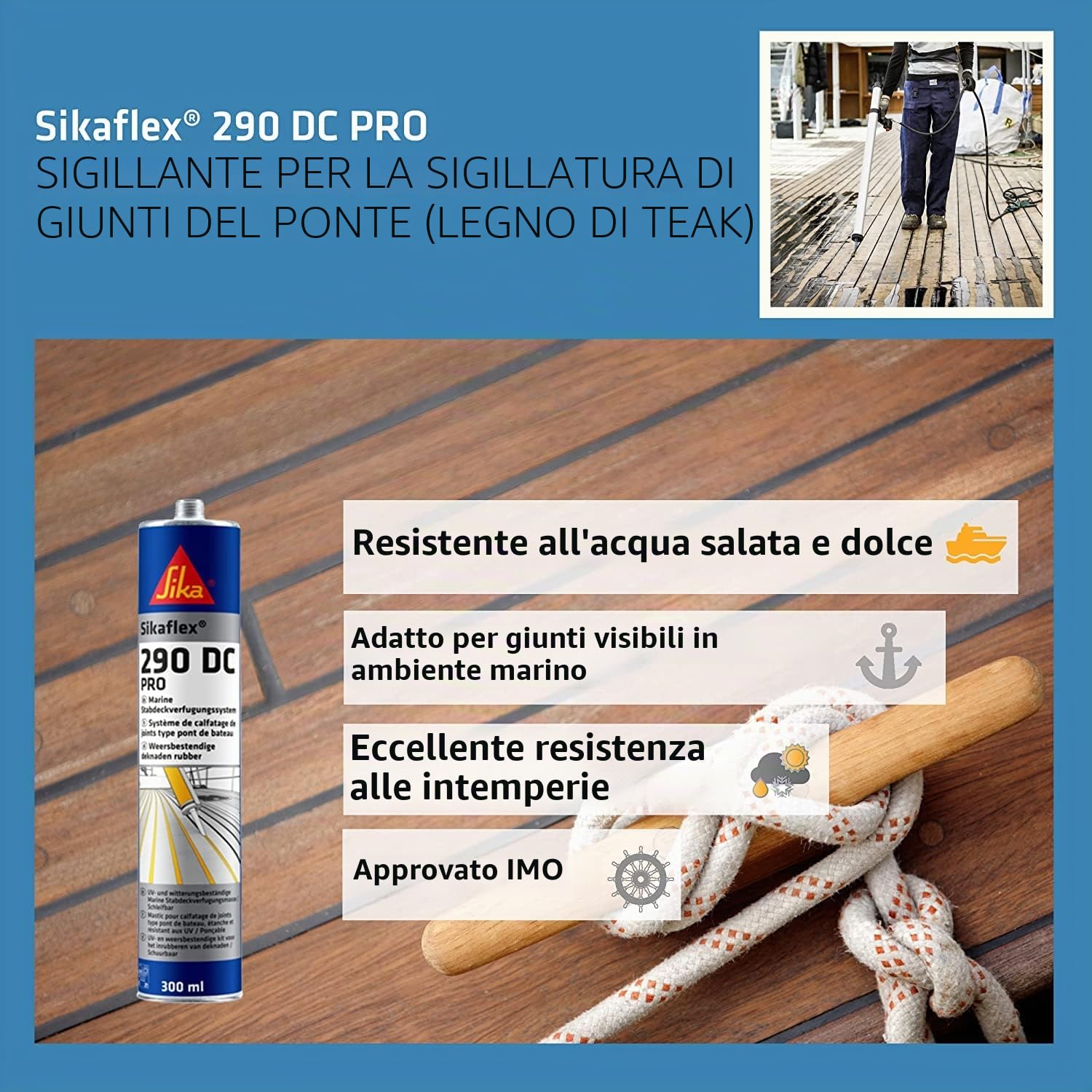 Sikaflex 290 DC PRO - Juego de 3 selladores para barcos (300 ml), color negro