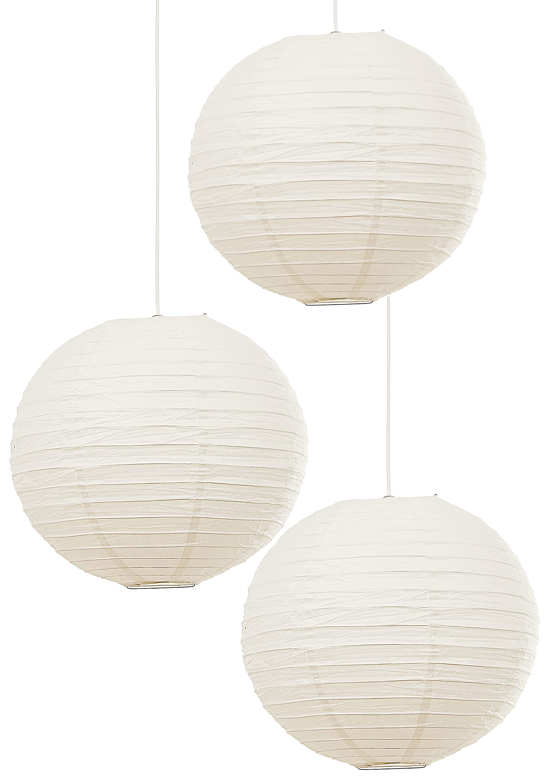 Loxton Lighting White Pack Of 3 Large (35Cm 14Inch Diameter) Paper Lanterns, Lampshades In For Bedrooms Living Rooms And Hallways, Es/Bc