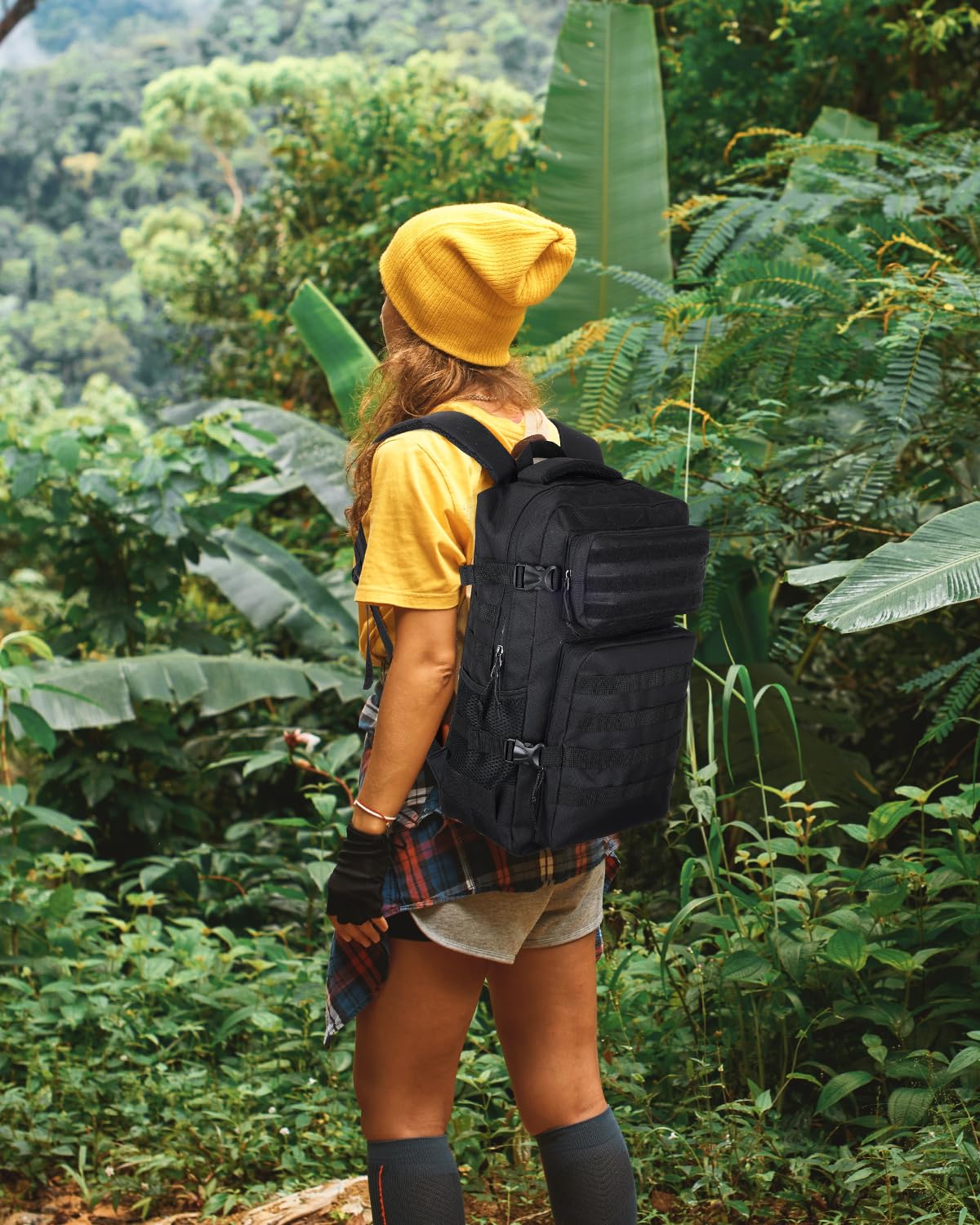 Zaino Militare Tattico 20L, Zaino Tattico Impermeabile, Zaini Trekking Escursionismo Multitasche per Campeggio Pesca Viaggio, Nero