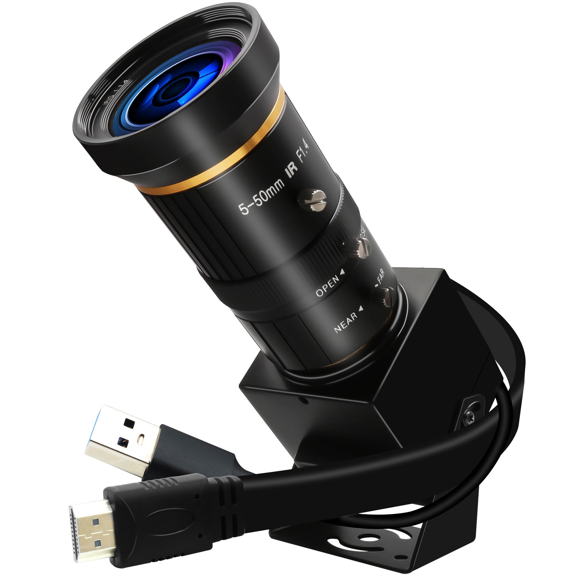 ELP Telecamera USB 4K USB3.0 HDMI Zoom manuale 5-50mm 10X Webcam 4K 60fps PC Fotocamera Computer Fotocamera Computer Fotocamera Primo piano USB Fotocamera H.264 Industriale USB Telecamera di sicurezza