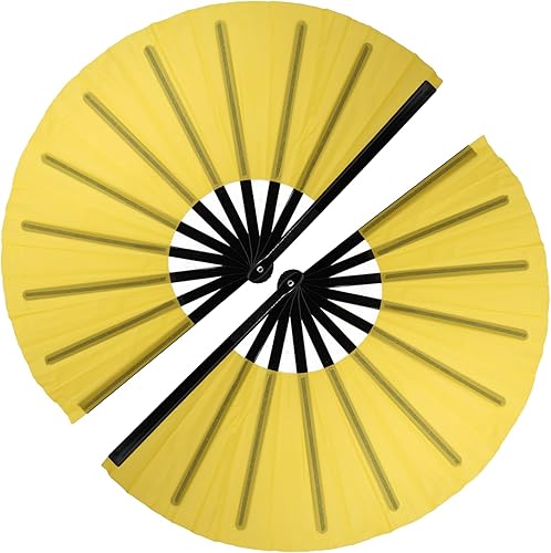 Miniatura 8 de QIRMIZI Abanico grande de 4 piezas para rave, abanicos de baile de línea que estallan en el suelo, abanicos que aplauden, abanicos de vaquero, Azul