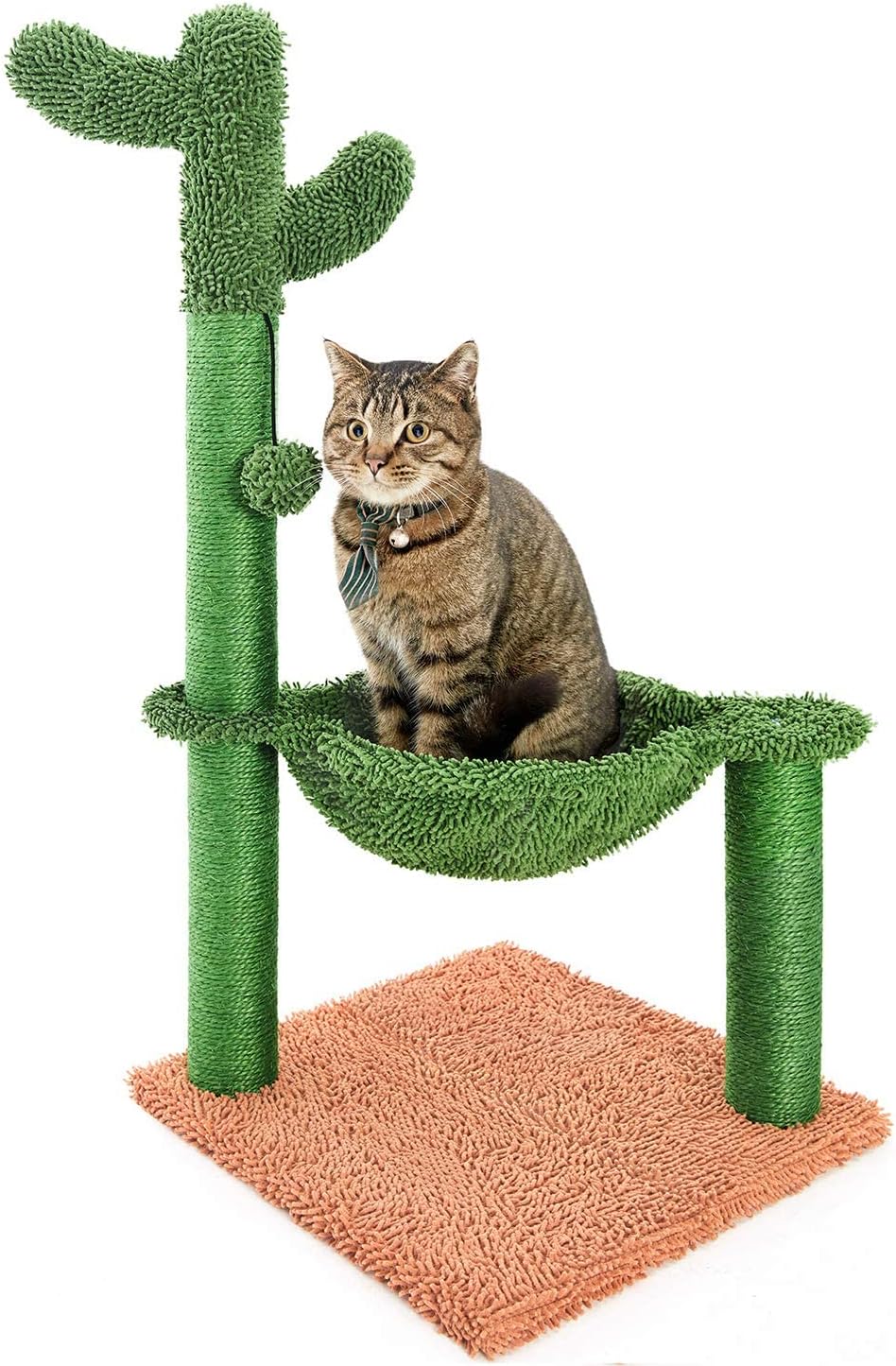 Catinsider 31" Cactus Cat Tree with Hammock and Full Wrapped Sisal Scratching Post for Small Cats Only Brown Medium