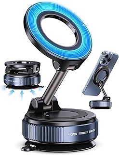 MagnetPRO Araç Telefon Tutucu MagSafe Vakumlu | 360° Dönebilir, Mükemmel Tutunma, Ultra Güçlü Vantuz N52 Çift Mıknatıs, MagSafe iPhone Android Uyumlu, Araç, Ofis, Spor Salonu İçin