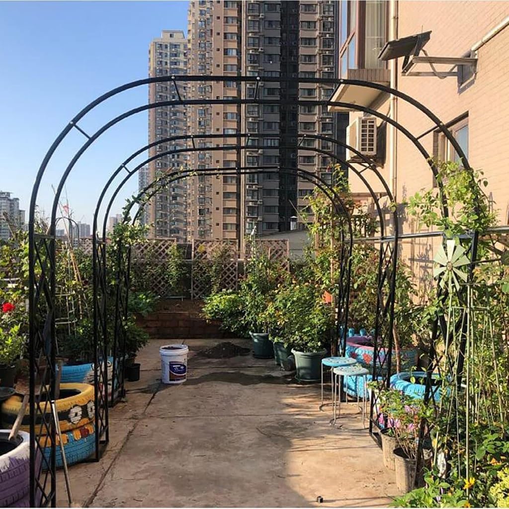 Garden Metal Arch Arbor trellis - Rose Support Archway, 9.2ft/10ft/10.5ft /11ft/11.8ft/12.5ft, For Plant Climbing, Clematis And Scarlet Runner Beans, Easily Assembled ( Color : Black , Size : W11xH7.5