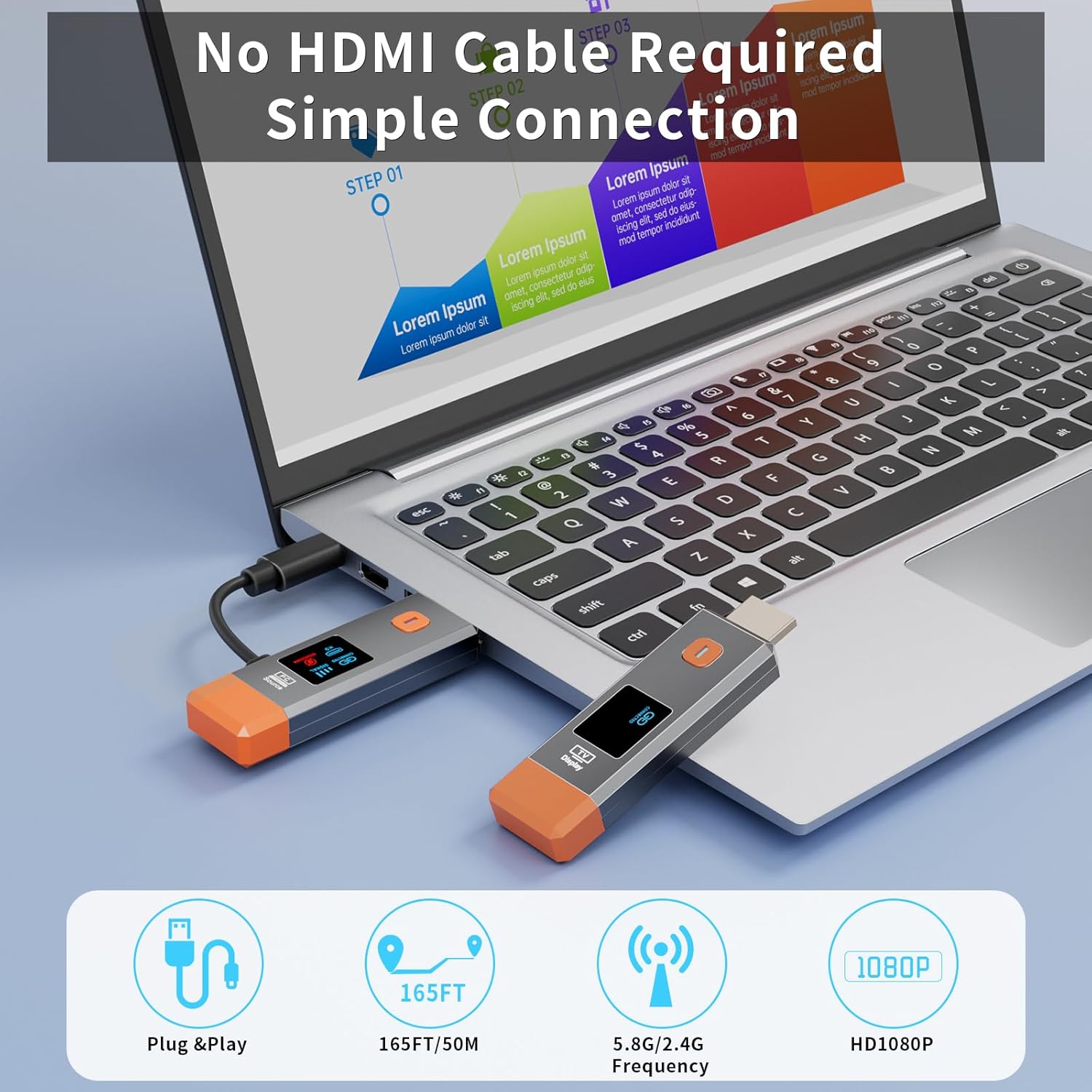 Wireless HDMI Transmitter and Receiver 328ft/100m Extender 4K Decode Input 1080P Output Plug&Play Portable 2.4G/5.8G for Video and Audio to Monitor from PC/Projector/TV Box,with LED Display - Image 2