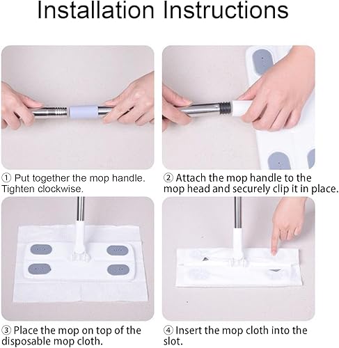 Miniatura 7 de Trapeadores planos suministros de limpieza de suelos desmontables en húmedo y seco, trapeador de madera plano largo con mango duradero, eficiente y