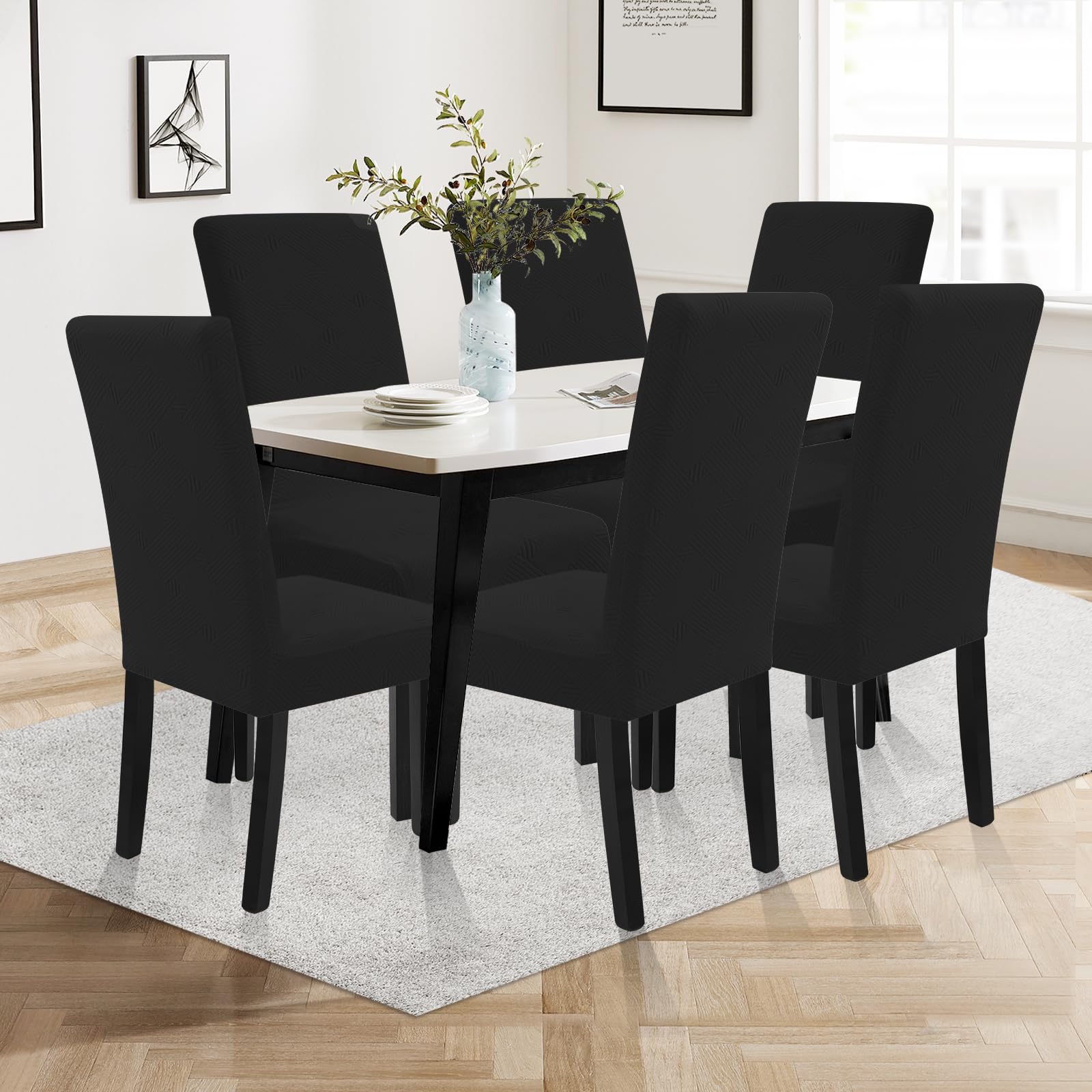 Coprisedie Elasticizzati 6 Pezzi - Tessuto Morbido, Antigraffio, Nero - Foto 11