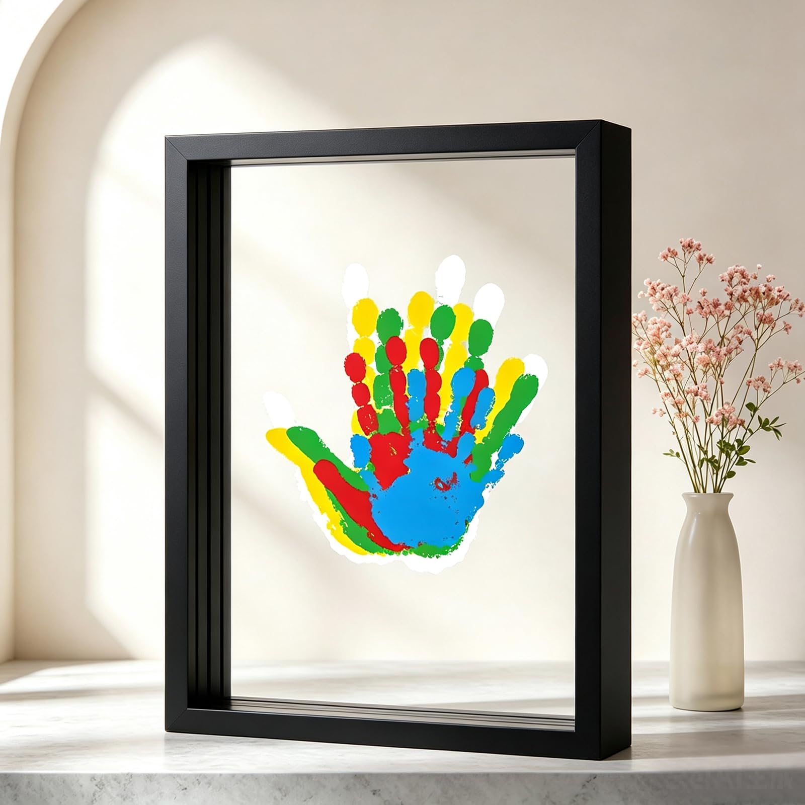 Family Handprint Art Kit with 4 Spaces Family Handprint Kit DIY(Black)