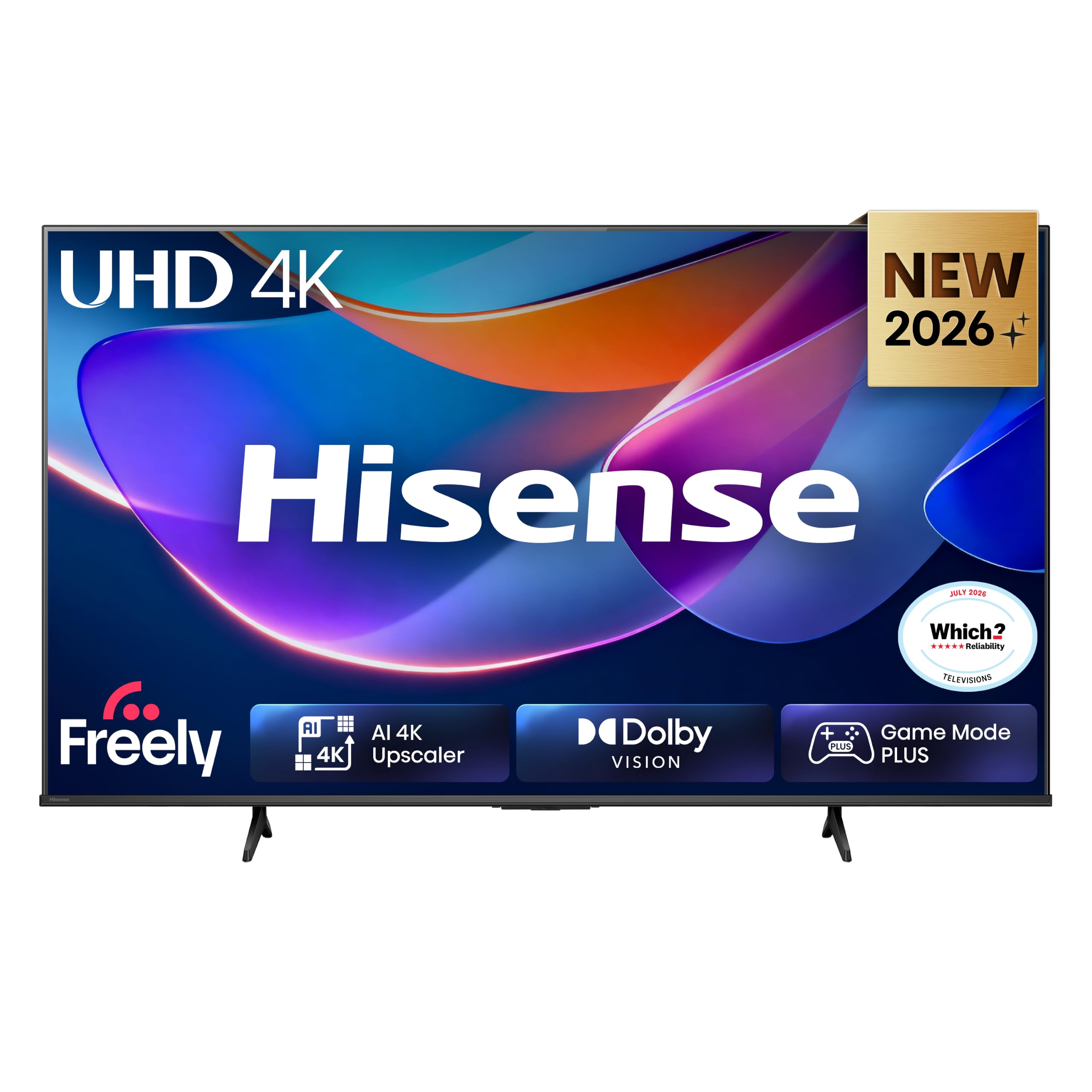 Hisense 55" 55A6STUK 4K Ultra HD AI Smart TV with Freely, Netflix, Disney+ and YouTube - AI 4K Upscaler, AI Smooth Motion, Game Mode Plus, Dolby Vision, Voice Control, DTS Virtual: X, Filmmaker Mode