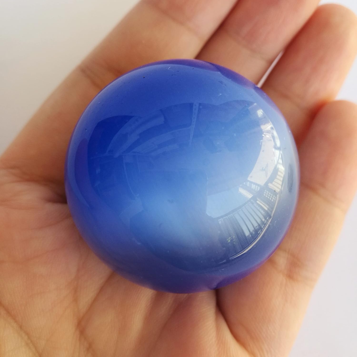 38-42mm Blue Cat's Eye Stone Healing Crystal Divination Sphere Sculpture Figurine Gemstone Ball,Feng Shui Chakra Aura Home Desk Decor Decorative Collection,with Wooden Stand image 2