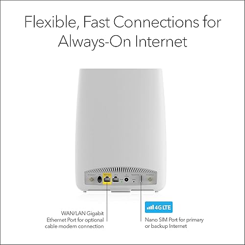 Miniatura 5 de NETGEAR Router WiFi de tres bandas Orbi con módem 4G LTE integrado (LBR20) para Internet primario o de respaldo  Compatible con AT&T y T-Mobile