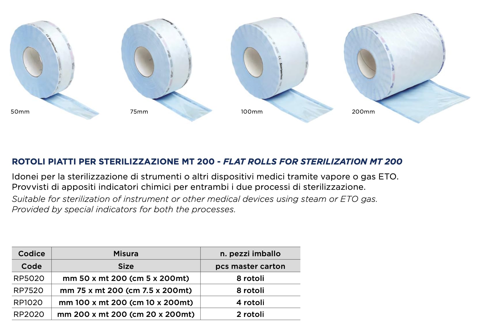 ROULEAUX DE STERILISATION (200 mt x 5 cm)