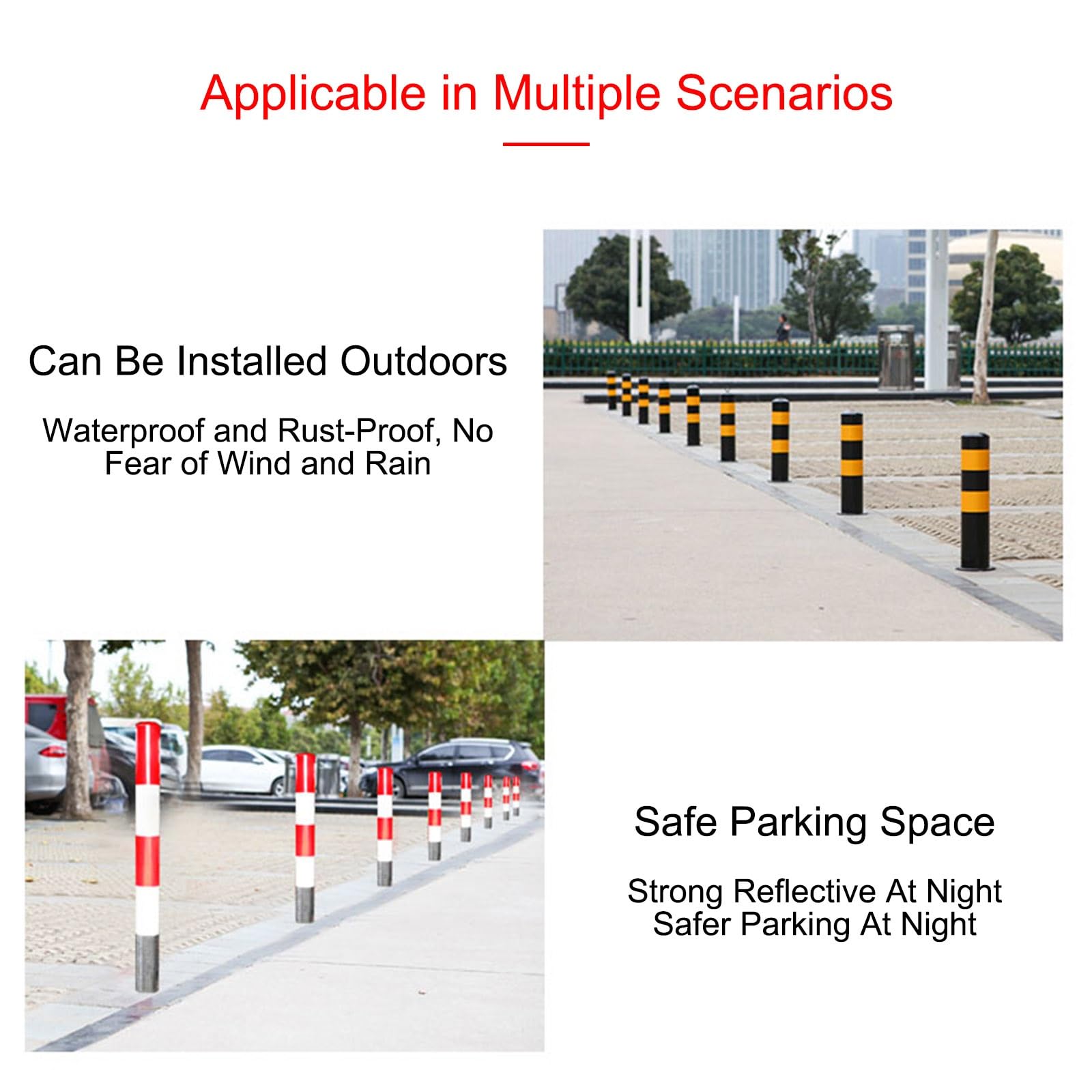 Bolardo de seguridad para entradas de vehículos, bolardo de estacionamiento, barrera de control de tráfico para barricadas, seguridad vial, 2 unidades rojas, 75 × 11,4 cm