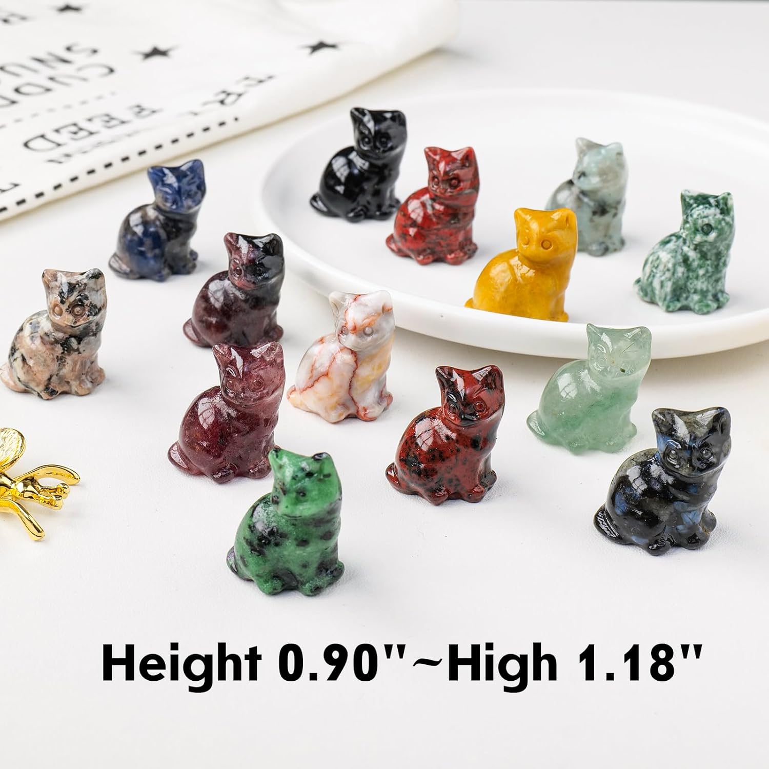 Runyangshi 1PCS Natural Crystal Flame Yooperlite Stone Cat Figurine 1.18" Healing Crystal Kitten Statue Hand Carved Lucky Cat Sculpture Home Desk Decoration Cat Lover Gift - Image 3