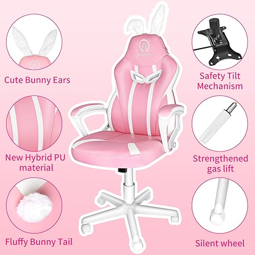 Miniatura 4 de JOYFLY Silla de juegos rosa, silla de juegos de computadora para adultos, adolescentes y niños, silla de videojuegos, silla ergonómica de oficina