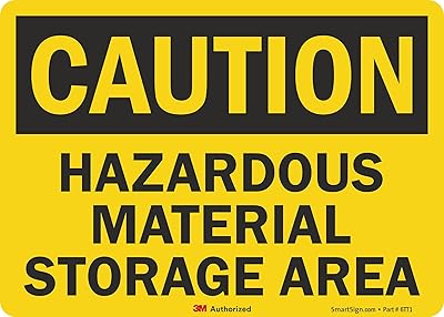 SmartSign 5 x 7 inch “Caution - Hazardous Material Storage Area†OSHA Label, 5.5 mil Laminated Vinyl, 3M Engineer Grade Reflective Material, Black and Yellow