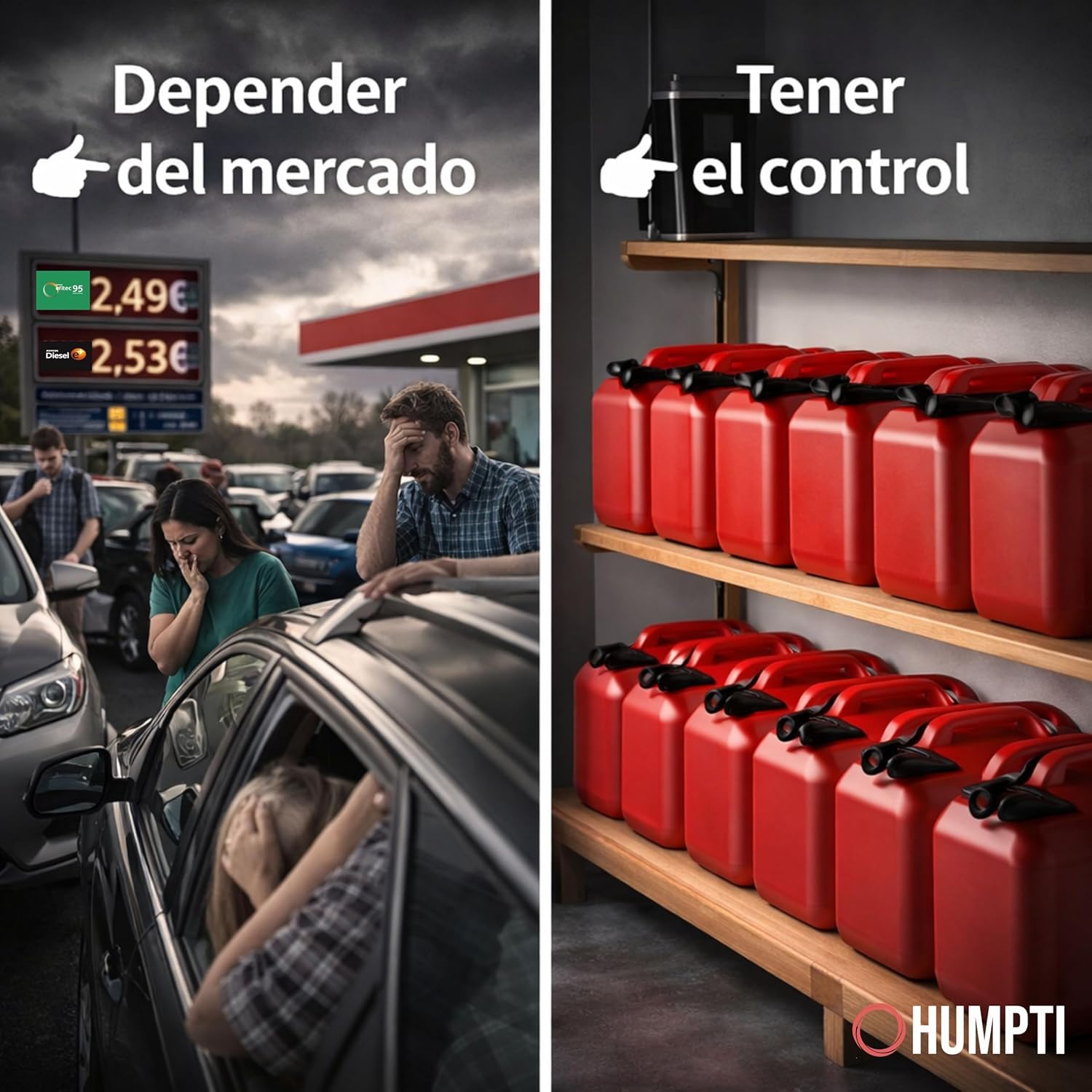 Garrafa Gasolina 10L Homologada Pack de 6 - Bidón Combustible Plástico con Visor de Nivel - Bidones para Gasolina y Gasoil Homologados 60 Litros