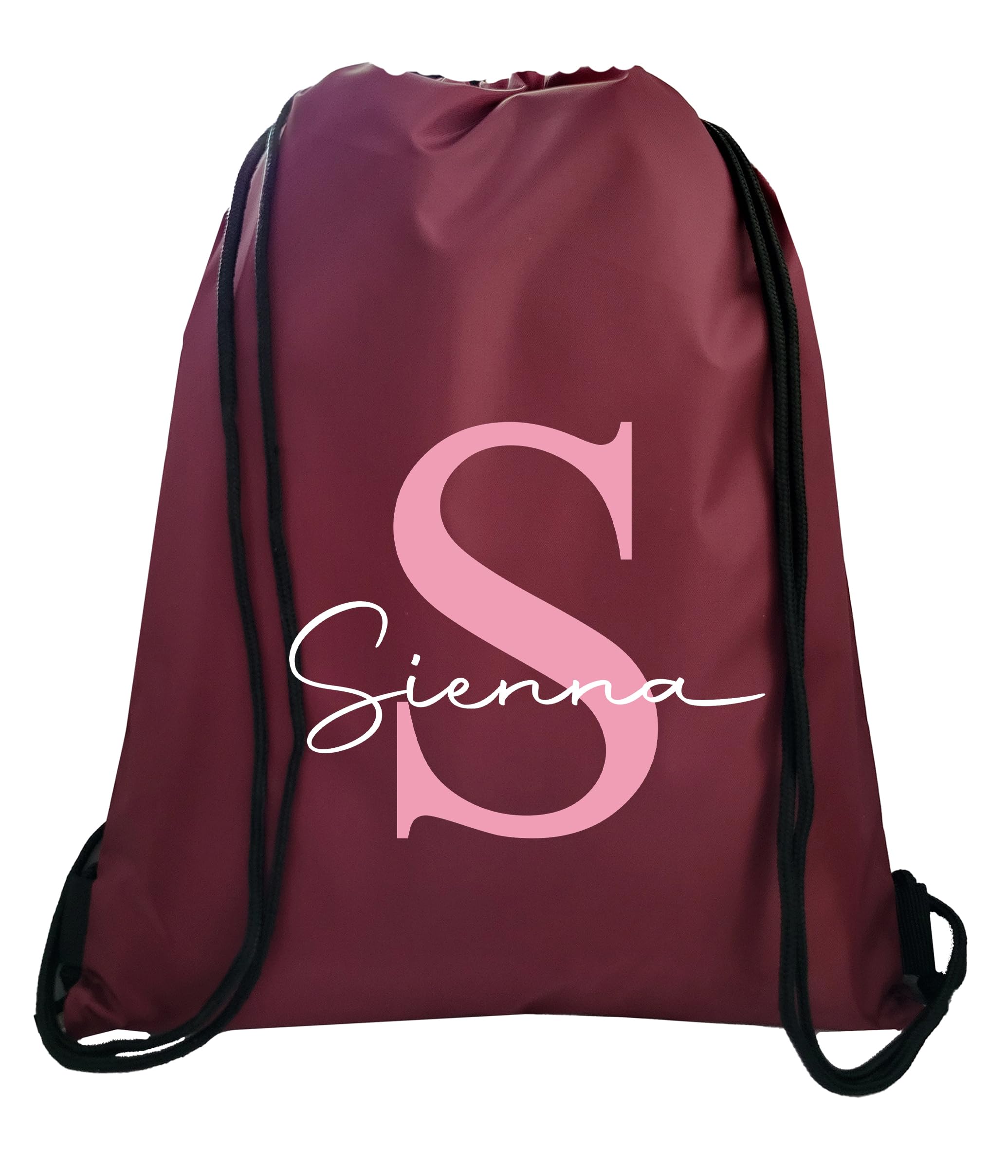 Jjlc Unisex Maroon Personalised Pe School Bag Drawstring Sports Bag Initial & Name (Maroon)