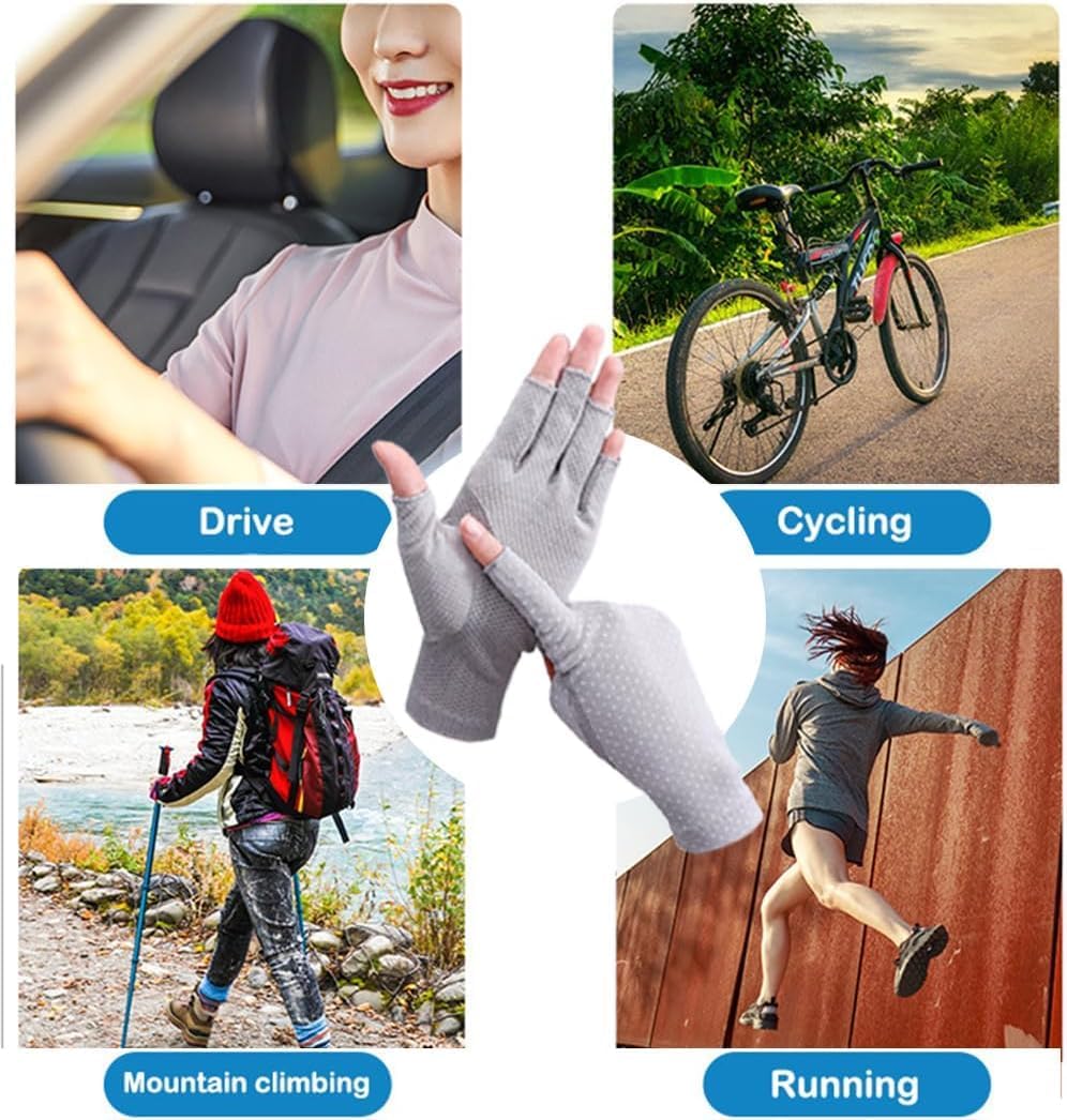 INOGIH Women Sunblock-Fingerless Gloves UV-Sun-Protection Driving Non-Slip Outdoor Gloves for Women Girls INOGIH Women Sunblock-Fingerless Gloves UV-Sun-Protection Driving Non-Slip Outdoor Gloves for Women Girls