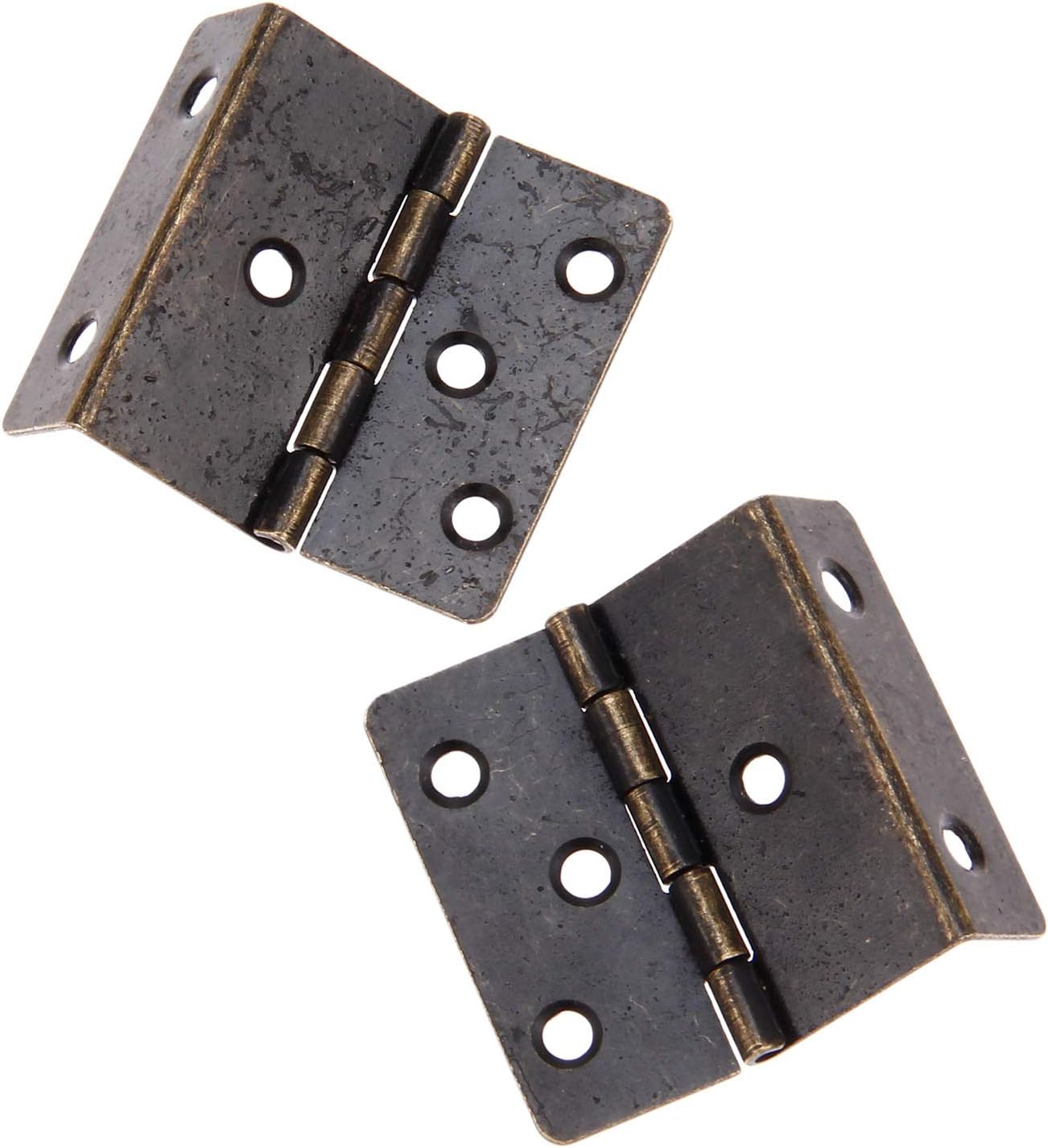 Yetaha 2 Pcs Three Folding Hardware Hinge, Antique Bronze Hinges, Decorative Box Hing with 12 Screws, Hardware Hinge for Door, Cabinet, Furniture, Small Chest Hinges