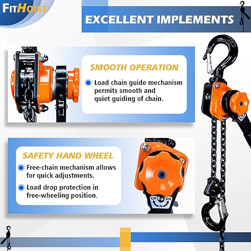 Miniatura 3 de El polipasto de cadena viene a lo largo de 12 tonelada Mini polipasto de cadena de palanca de 1100 libras de capacidad con cadena G80 de elevación