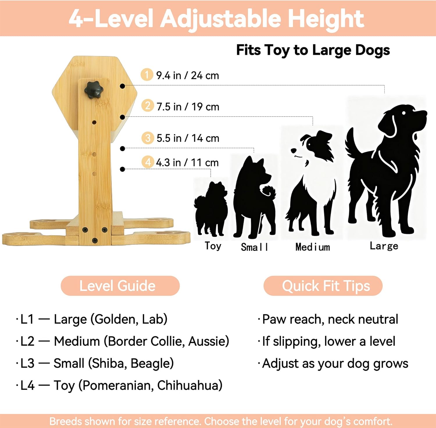 Interactive Dog Nail Scratch Board & Treat Puzzle Toy, 2-in-1 Adjustable Bamboo Feeder for Small Medium Large Dogs, Stress-Free Nail File Alternative (Includes 80/180 Grit Sandpaper)