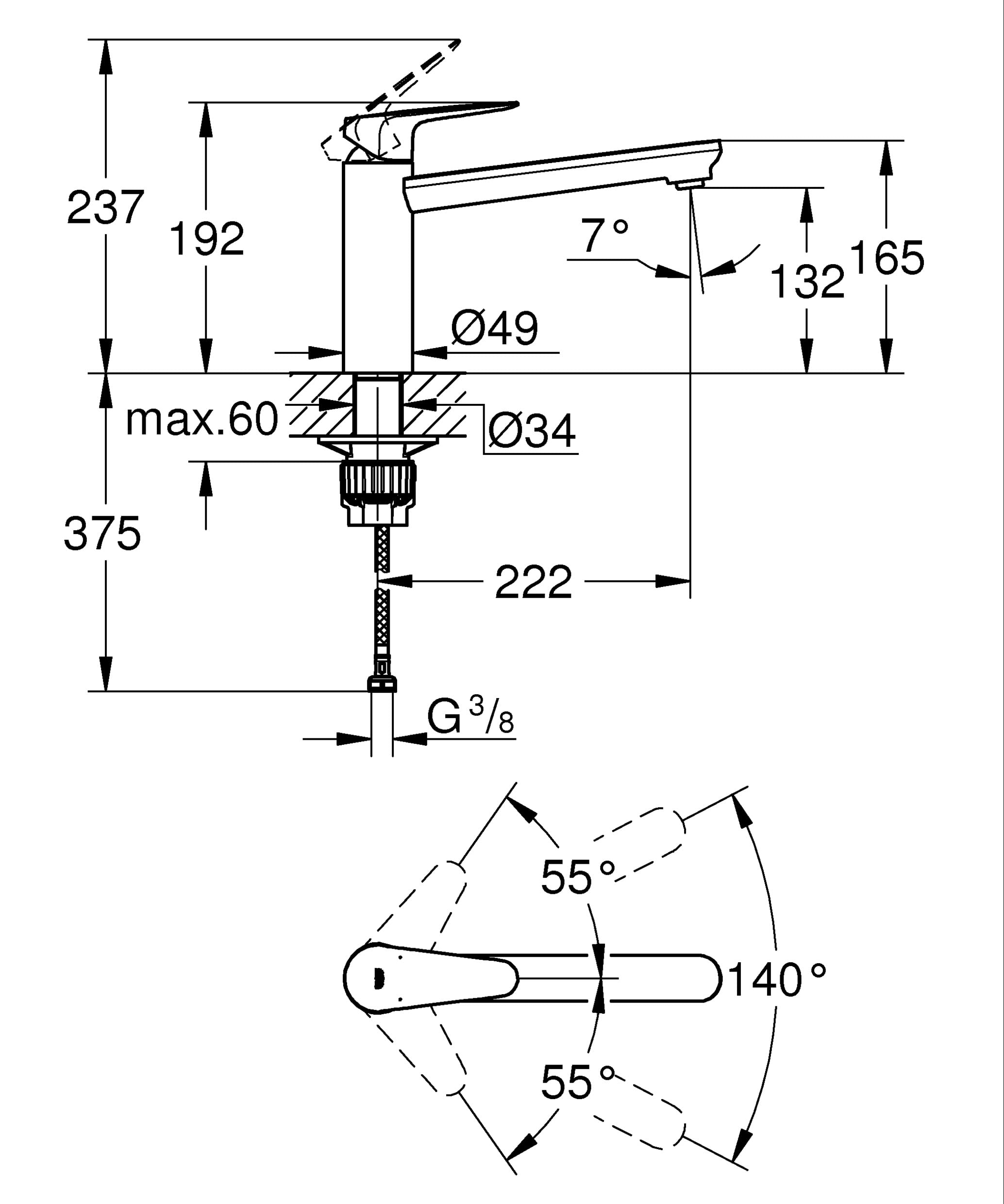 GROHE Start Curve - Grifo monomando de fregadero, 31717000, Caño a media altura, Cromado